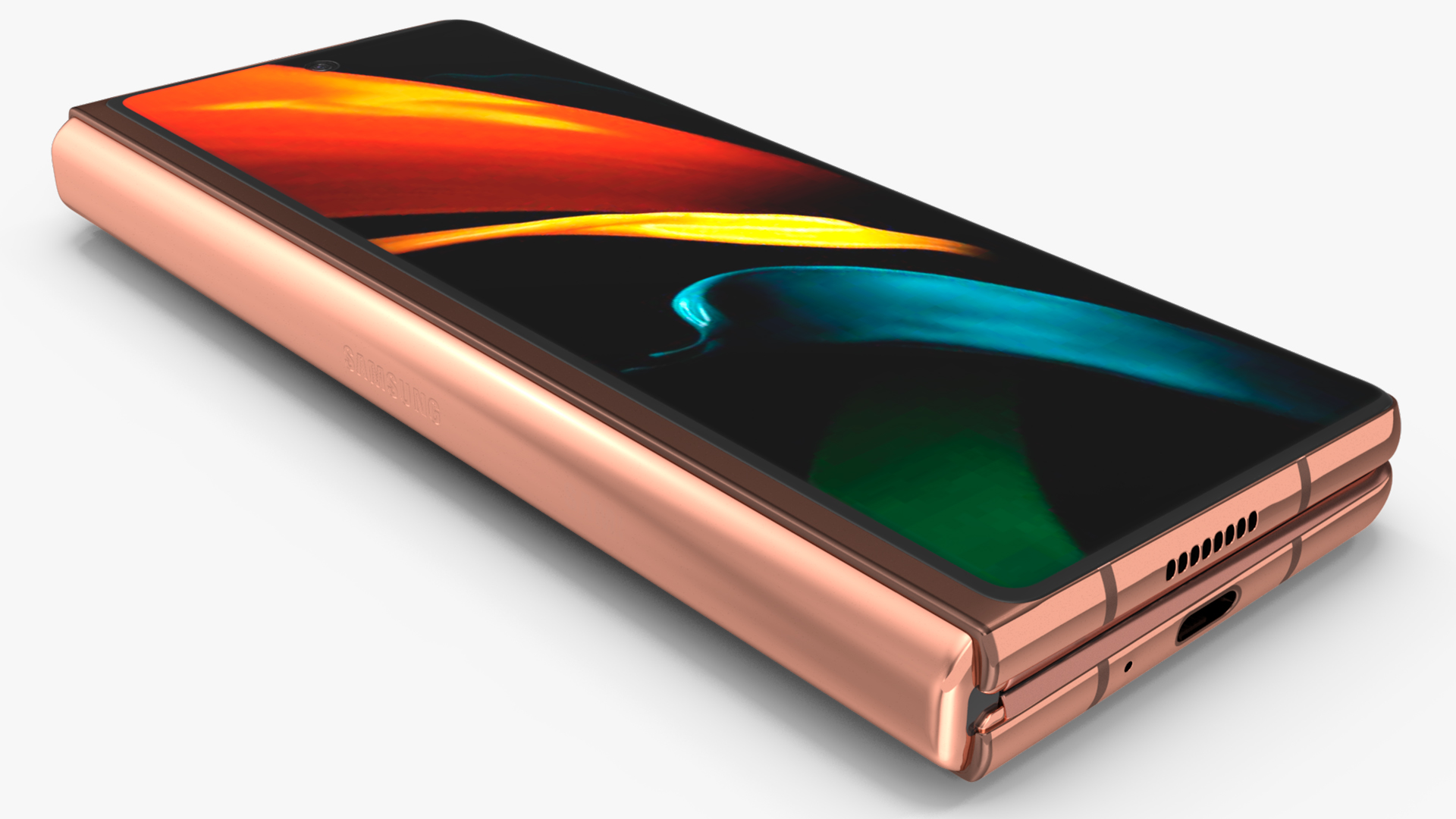 3D model Samsung Z Fold 2 Bronze Rigged