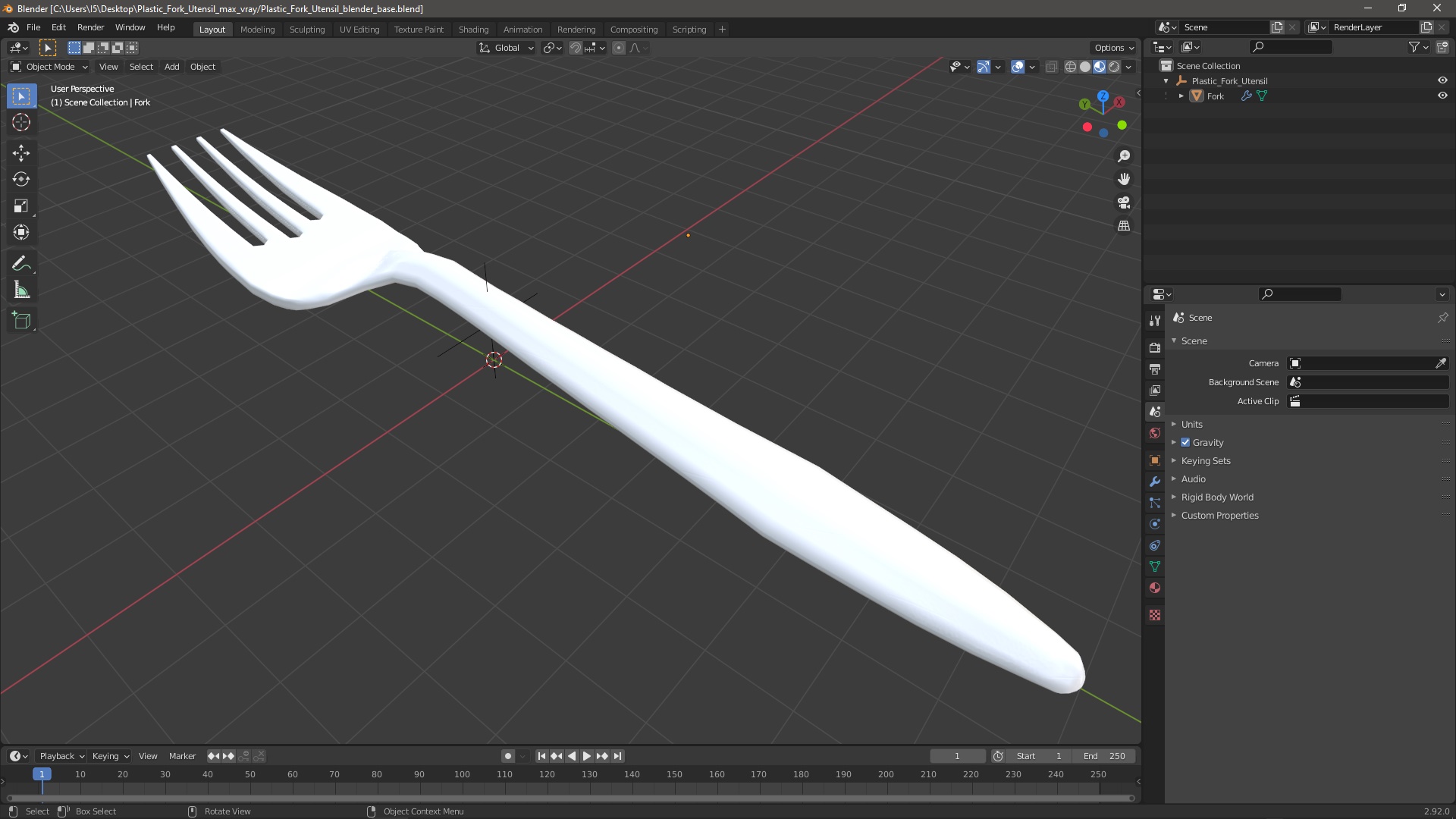 3D model Plastic Fork Utensil