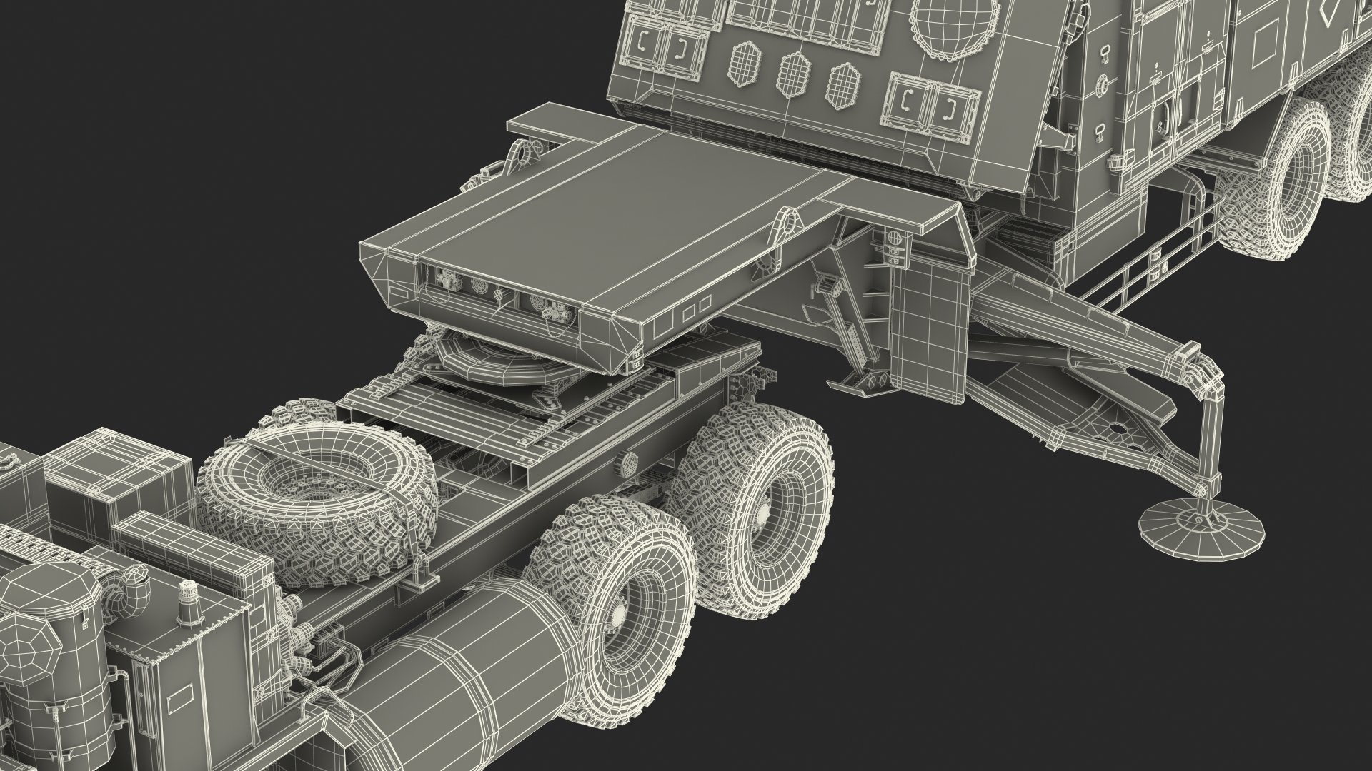 3D model HEMTT M985 with Patriot AN MPQ53 Radar Desert