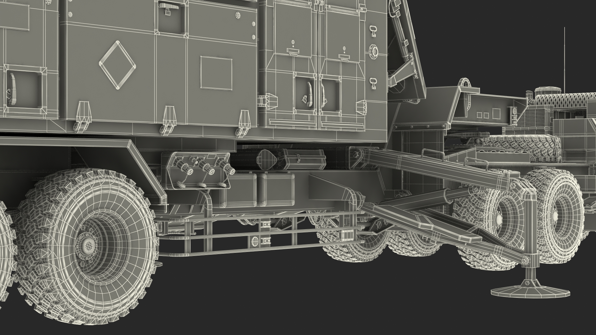 3D model HEMTT M985 with Patriot AN MPQ53 Radar Desert