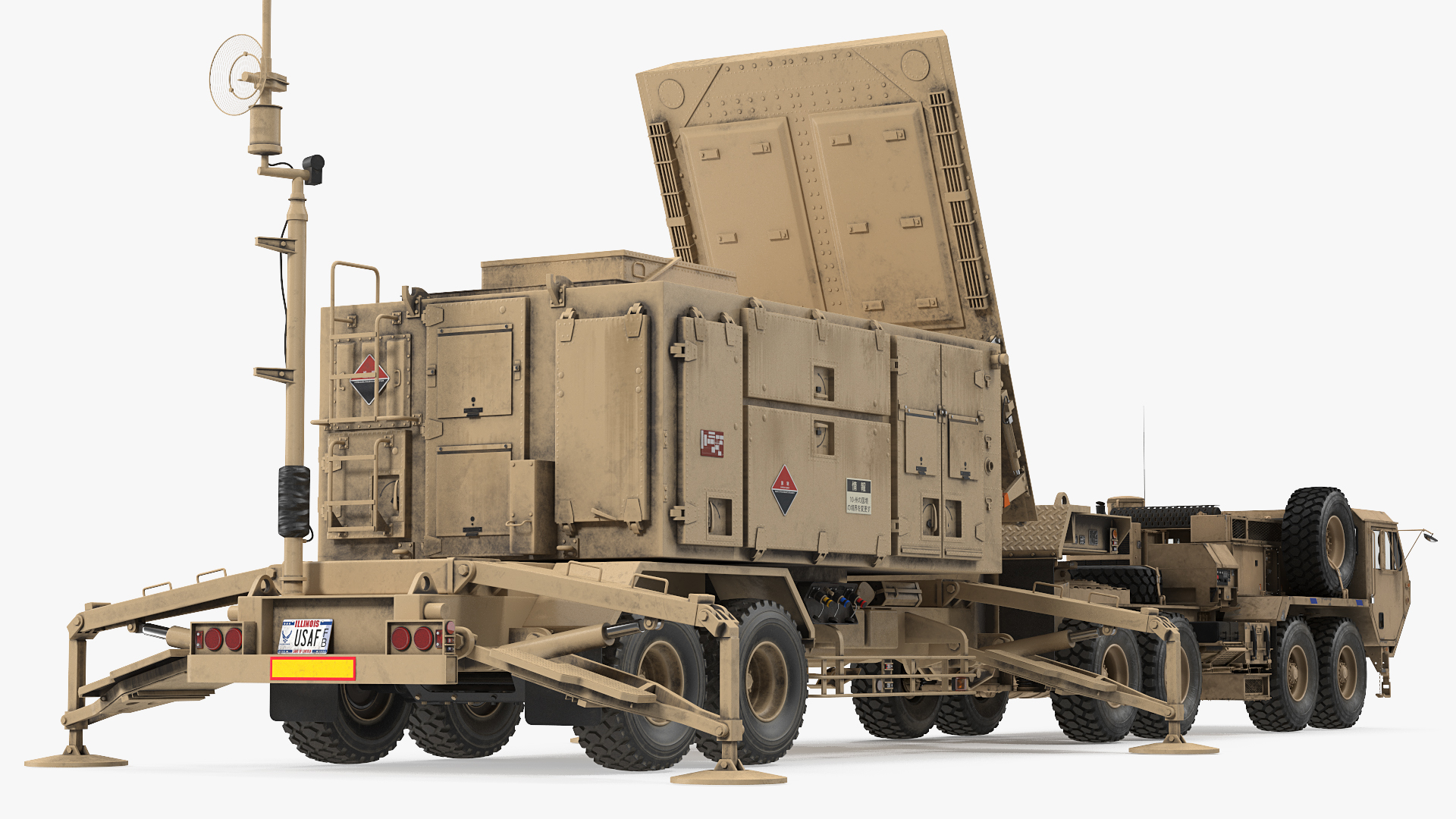 3D model HEMTT M985 with Patriot AN MPQ53 Radar Desert