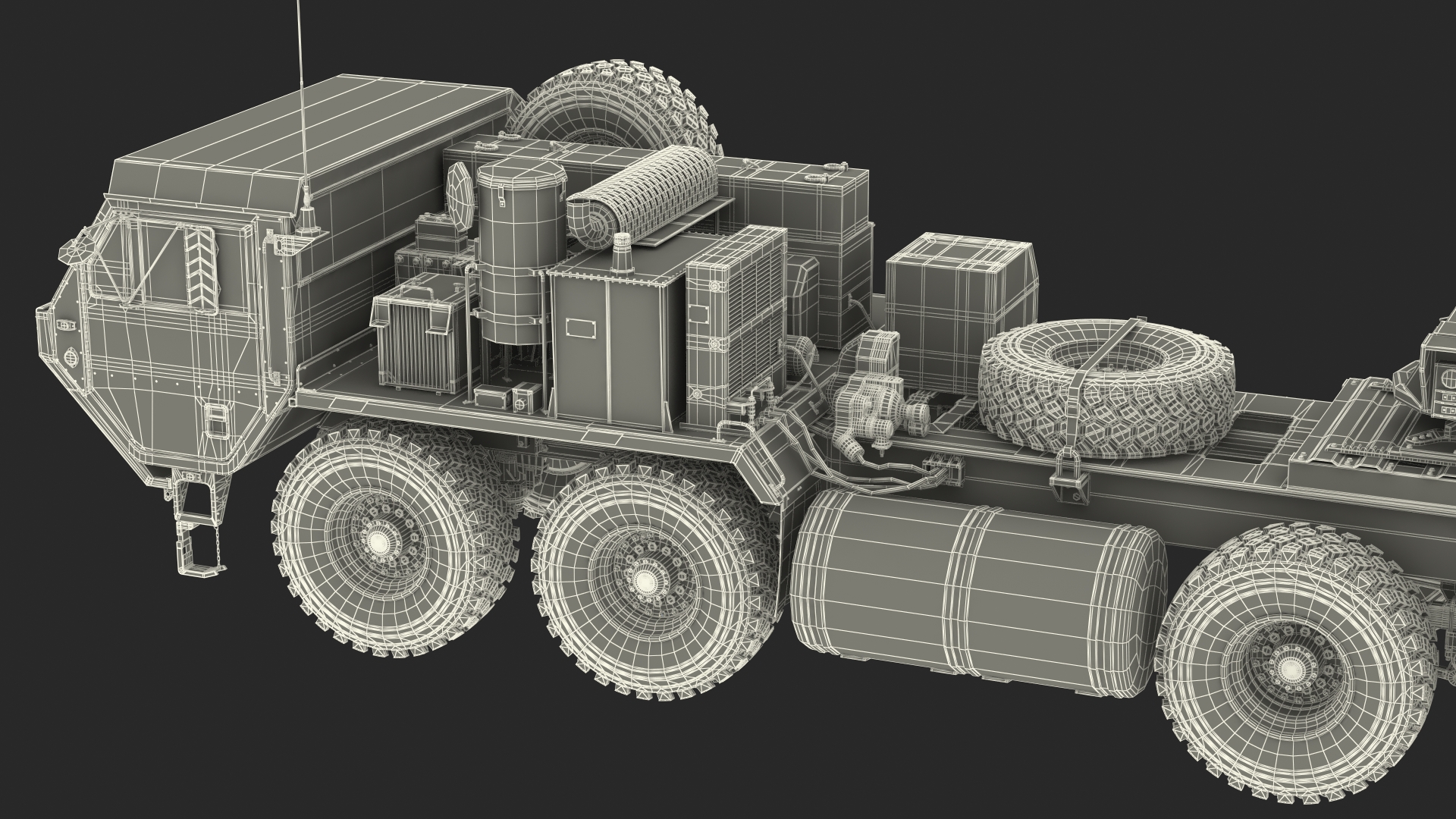 3D model HEMTT M985 with Patriot AN MPQ53 Radar Desert