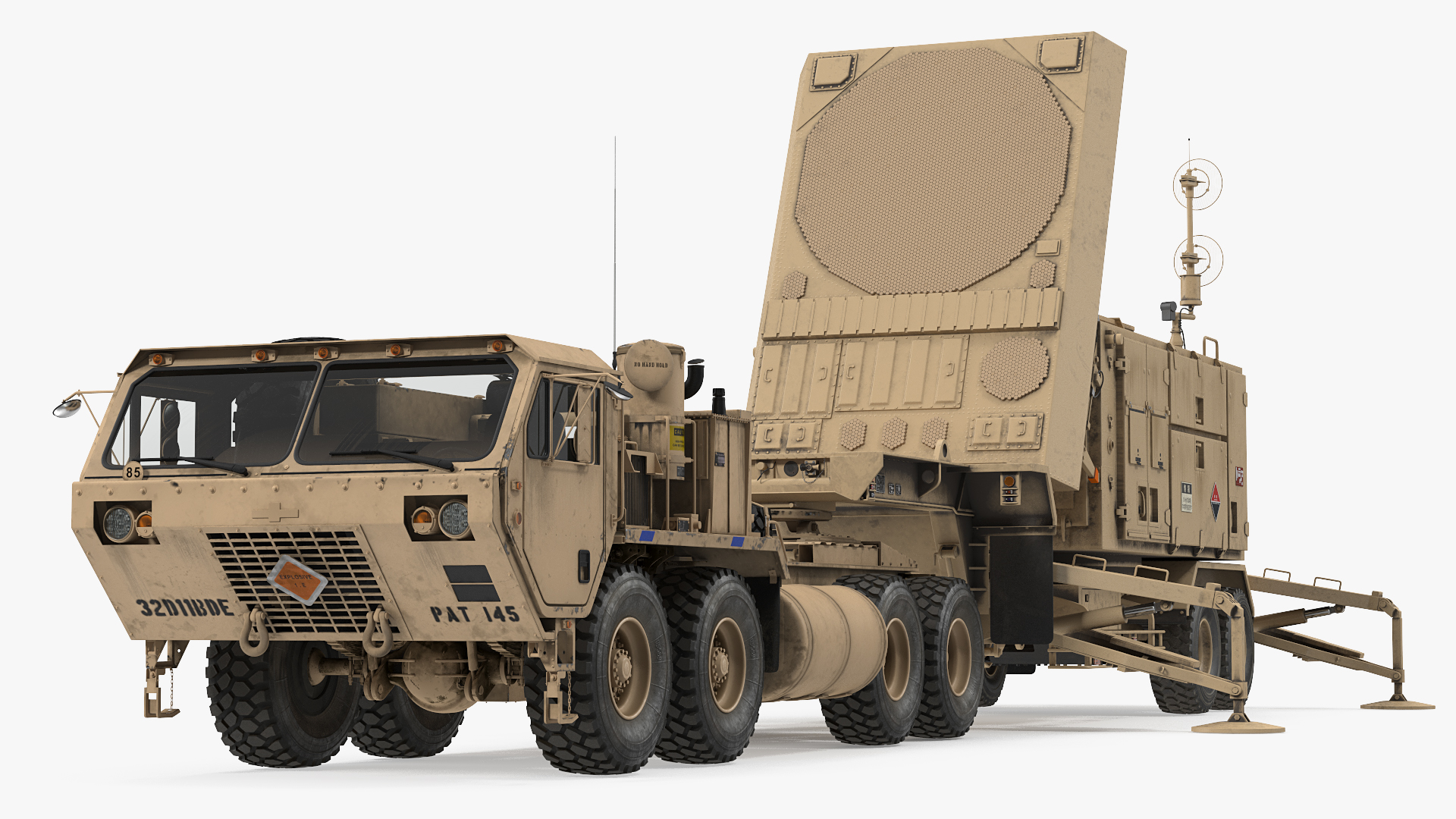 3D model HEMTT M985 with Patriot AN MPQ53 Radar Desert