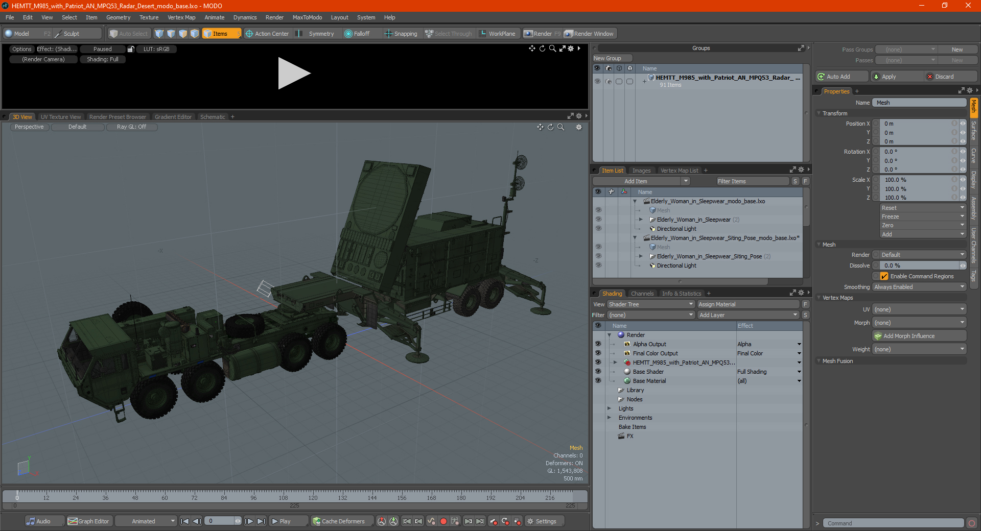 3D model HEMTT M985 with Patriot AN MPQ53 Radar Desert