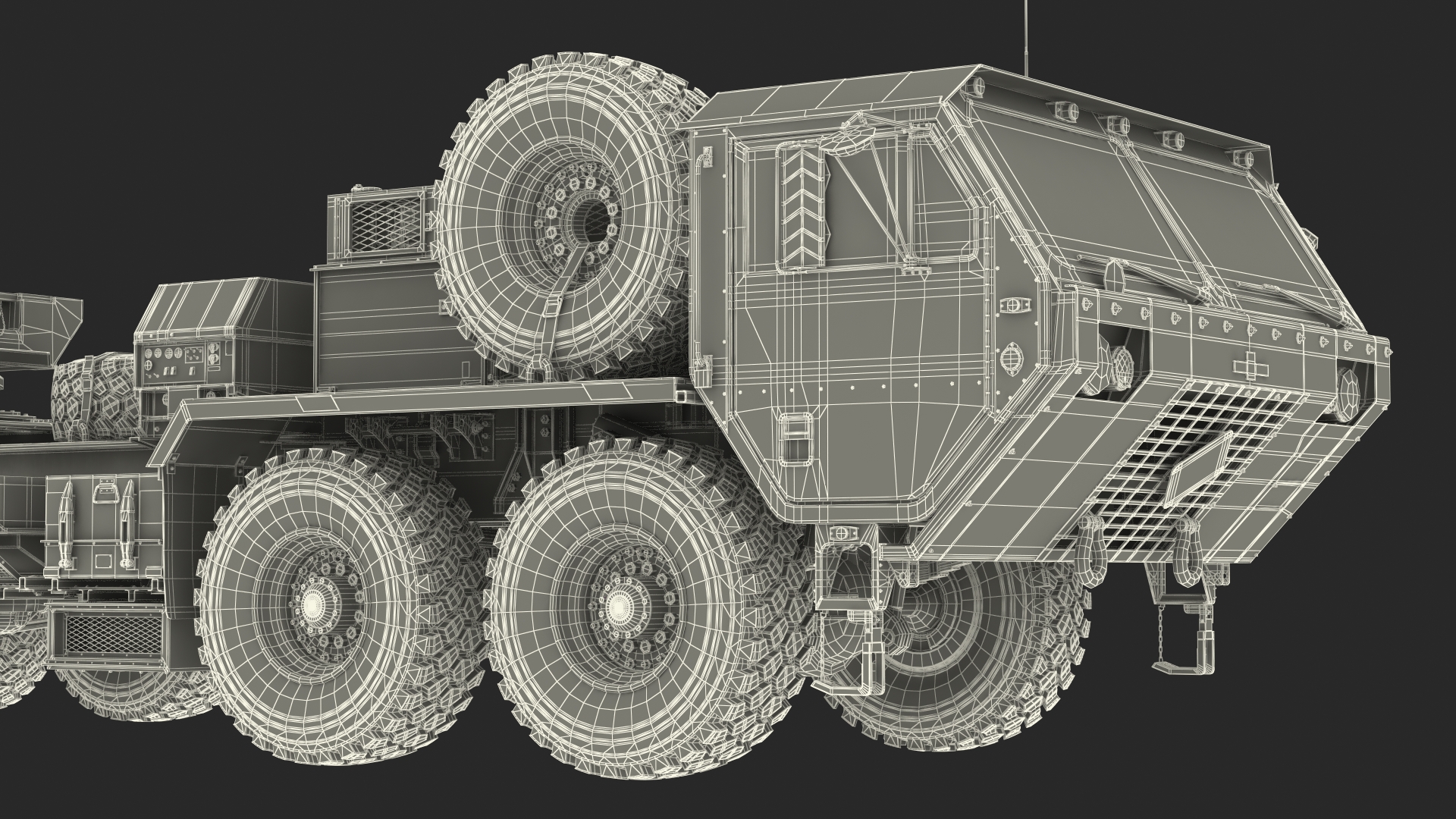 3D model HEMTT M985 with Patriot AN MPQ53 Radar Desert