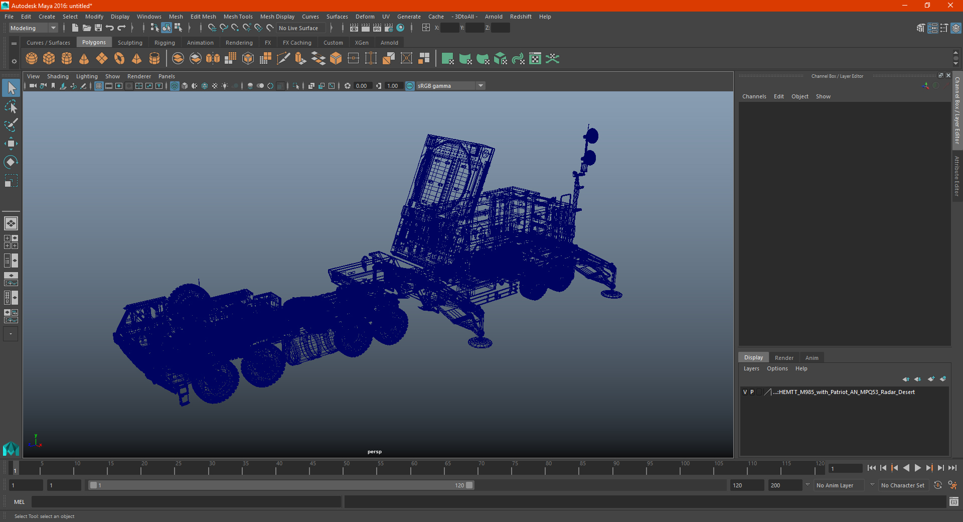 3D model HEMTT M985 with Patriot AN MPQ53 Radar Desert