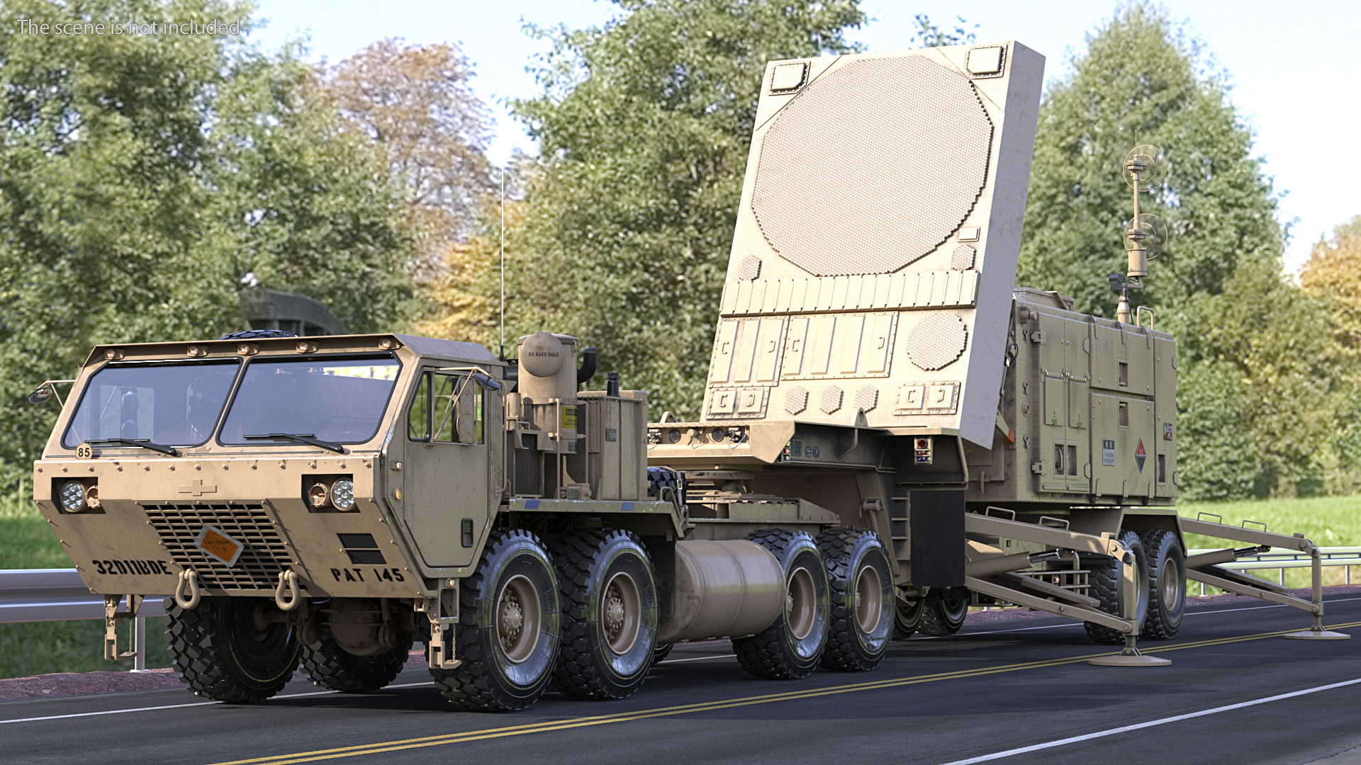 3D model HEMTT M985 with Patriot AN MPQ53 Radar Desert