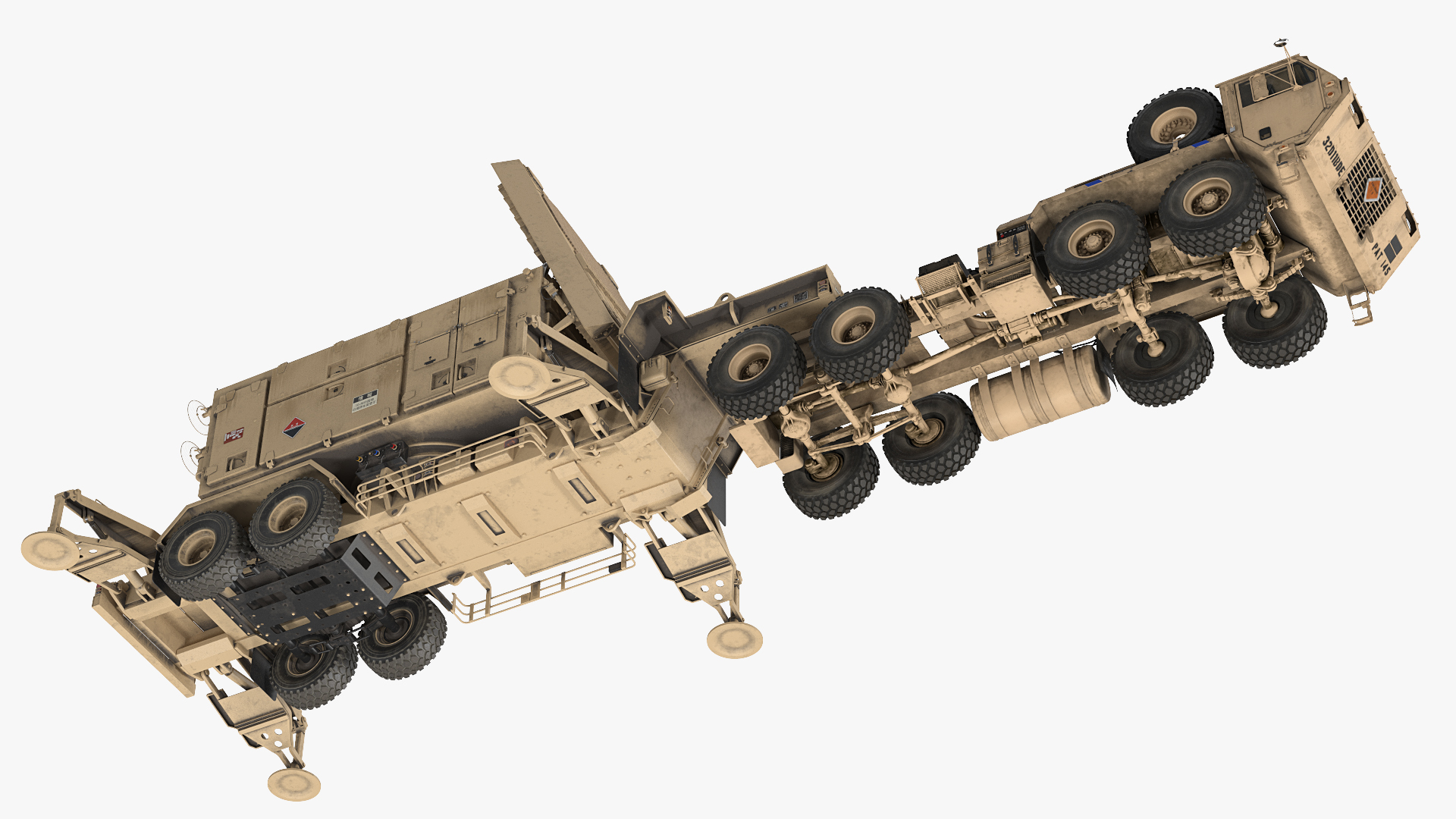 3D model HEMTT M985 with Patriot AN MPQ53 Radar Desert