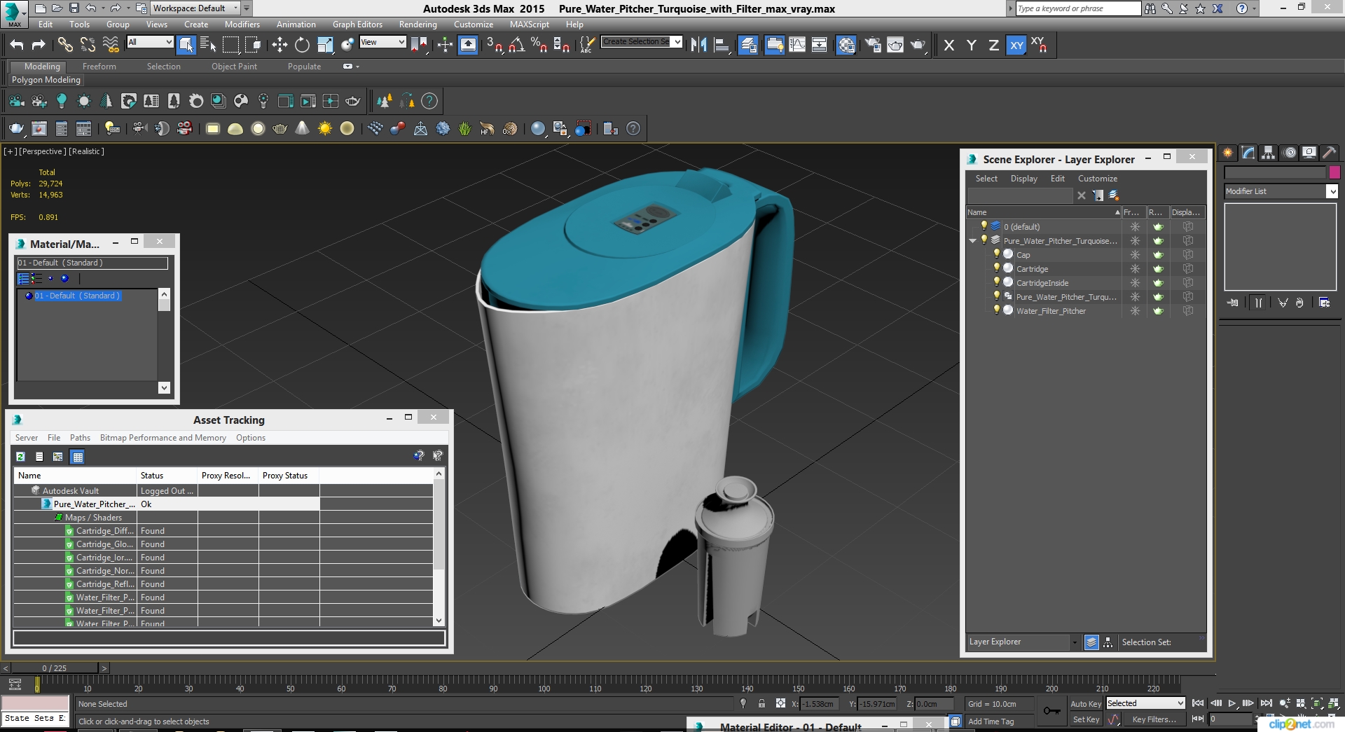 3D model Pure Water Pitcher Turquoise with Filter