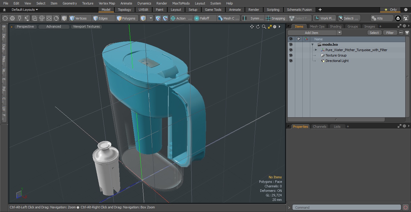 3D model Pure Water Pitcher Turquoise with Filter