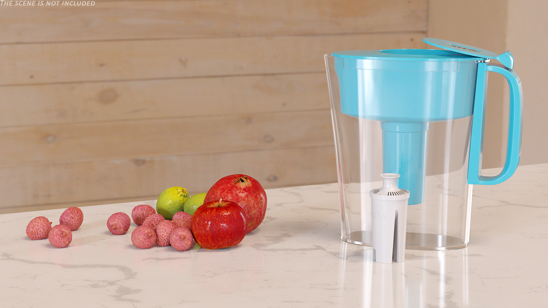 3D model Pure Water Pitcher Turquoise with Filter