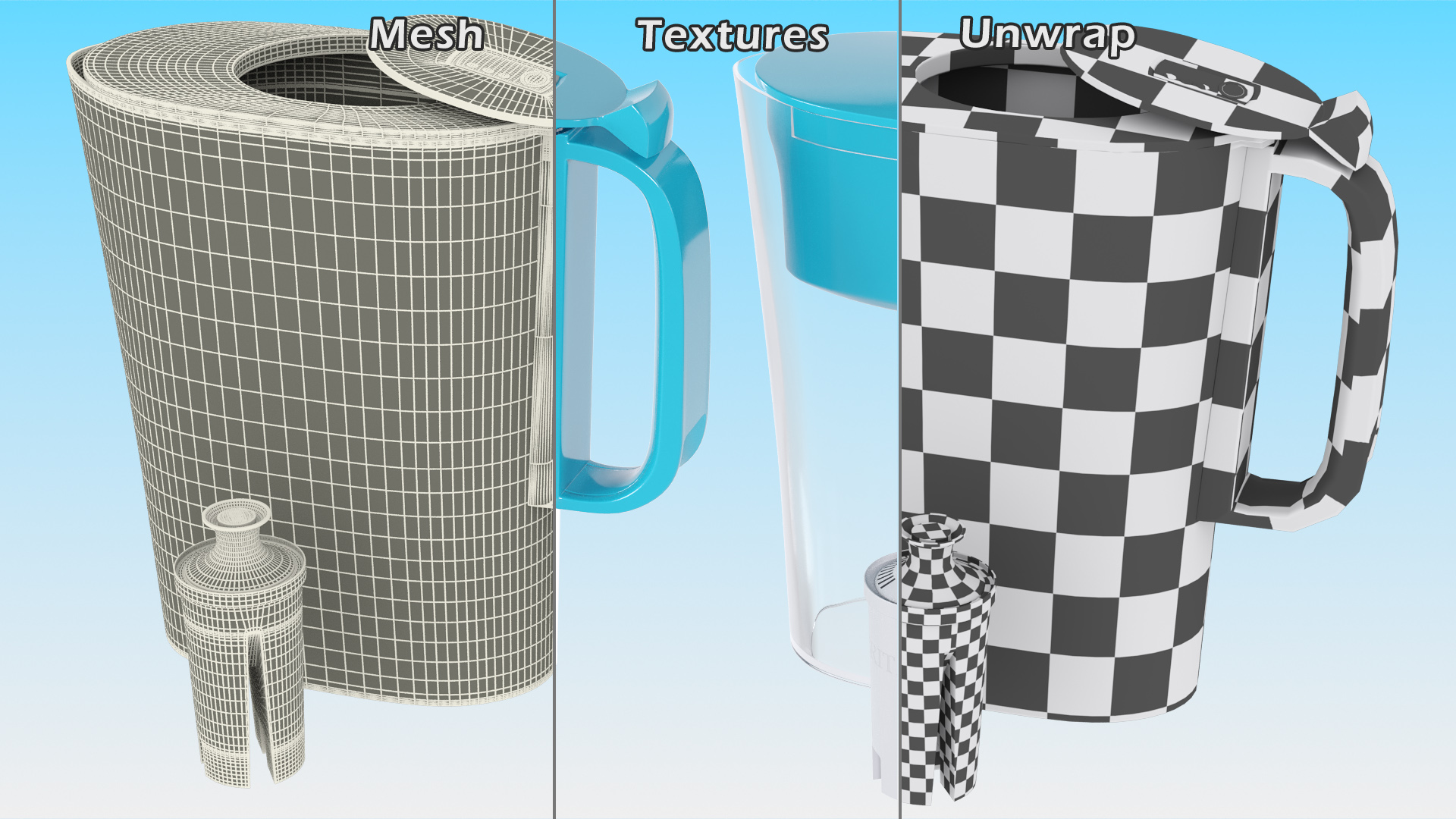3D model Pure Water Pitcher Turquoise with Filter