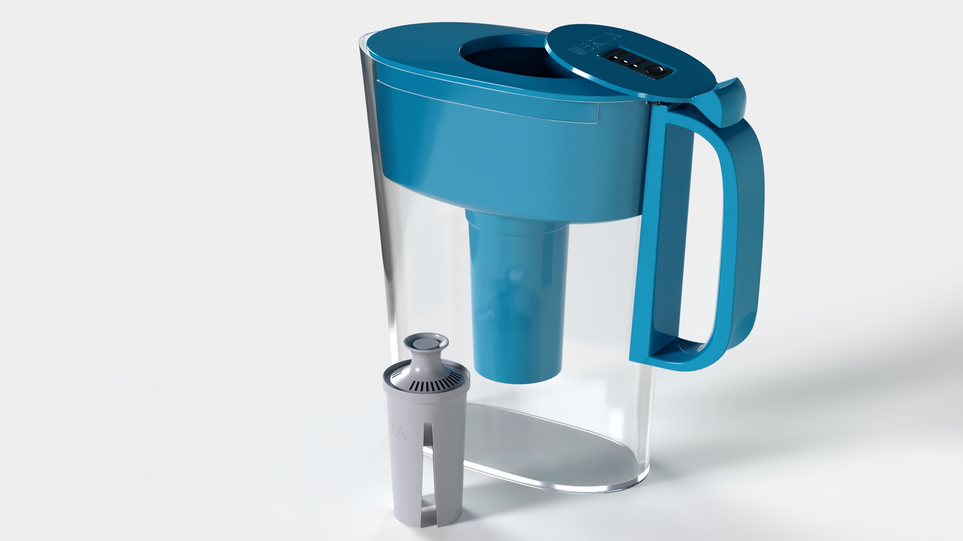 3D model Pure Water Pitcher Turquoise with Filter