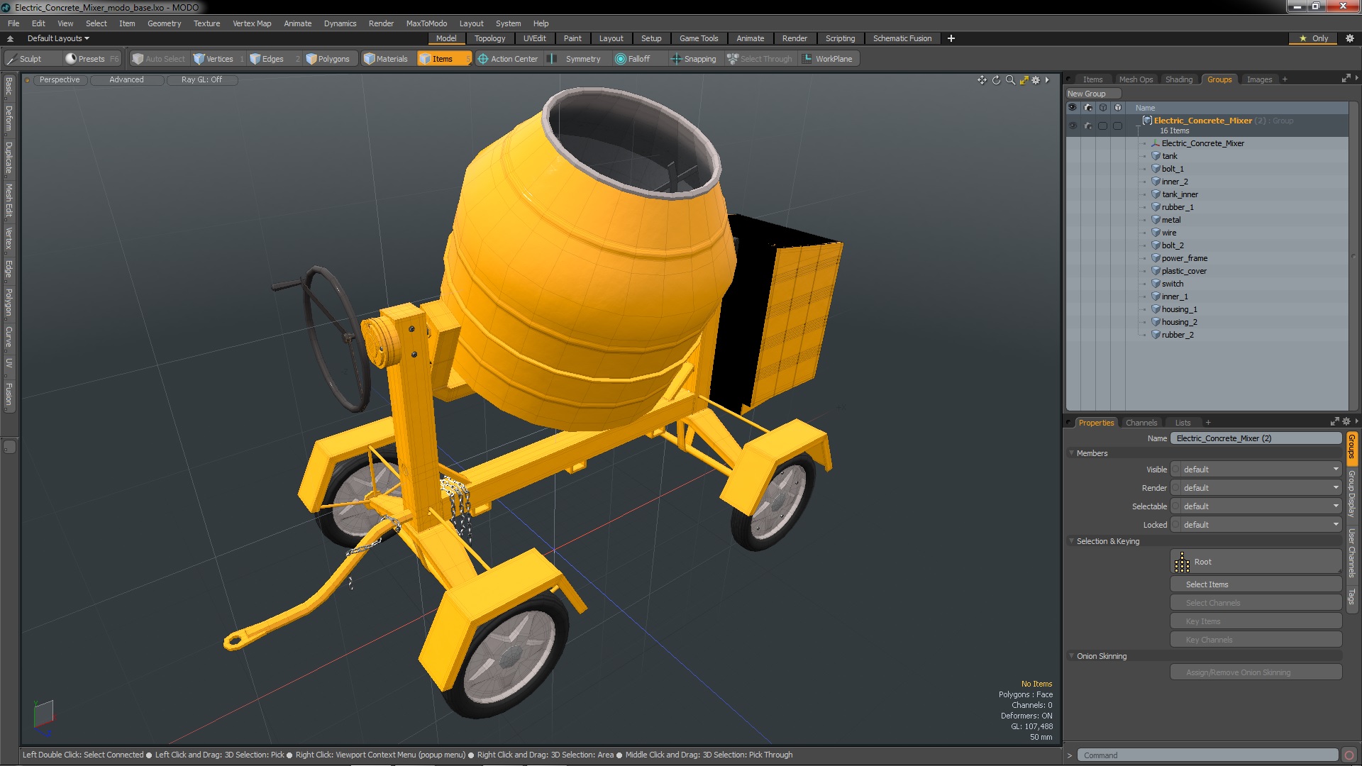 3D Electric Concrete Mixer model