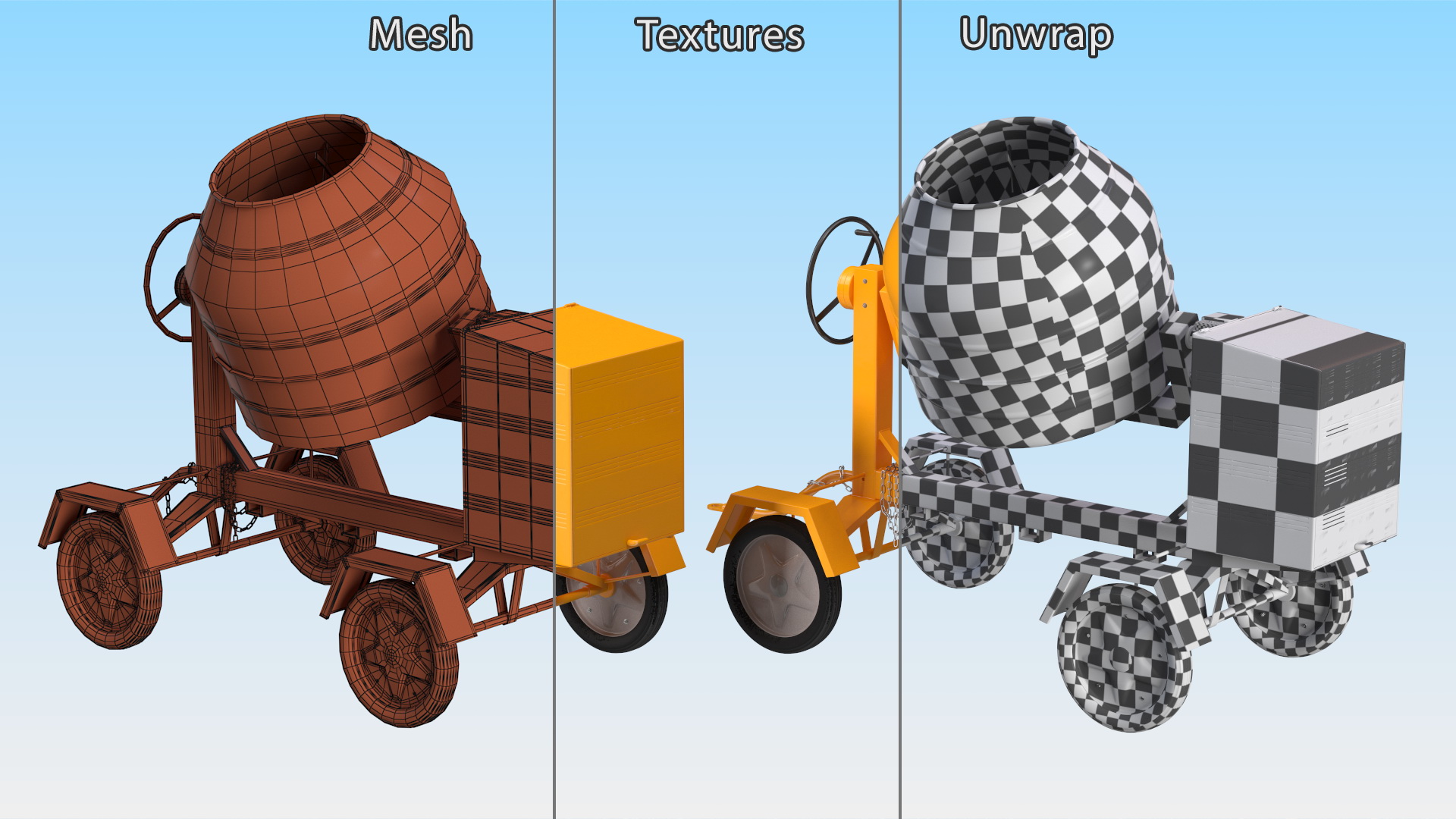 3D Electric Concrete Mixer model