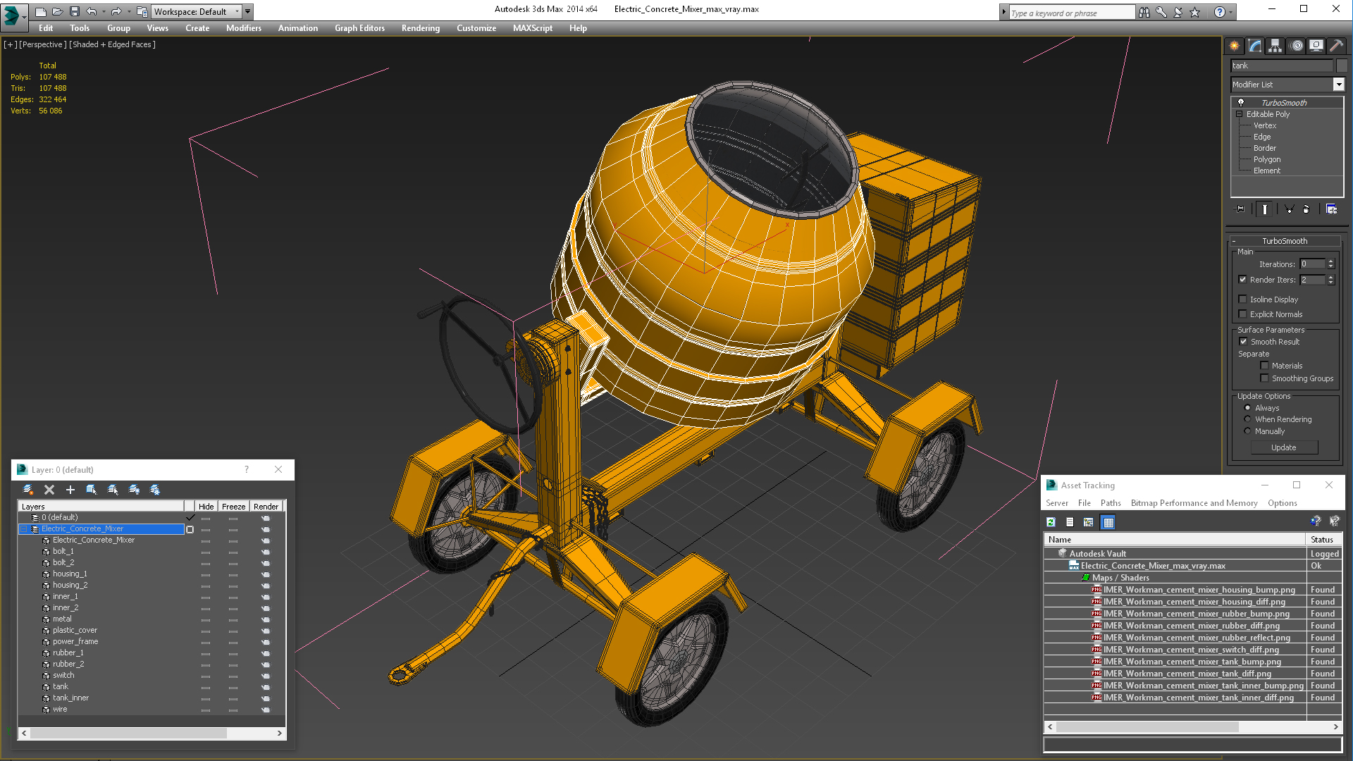 3D Electric Concrete Mixer model