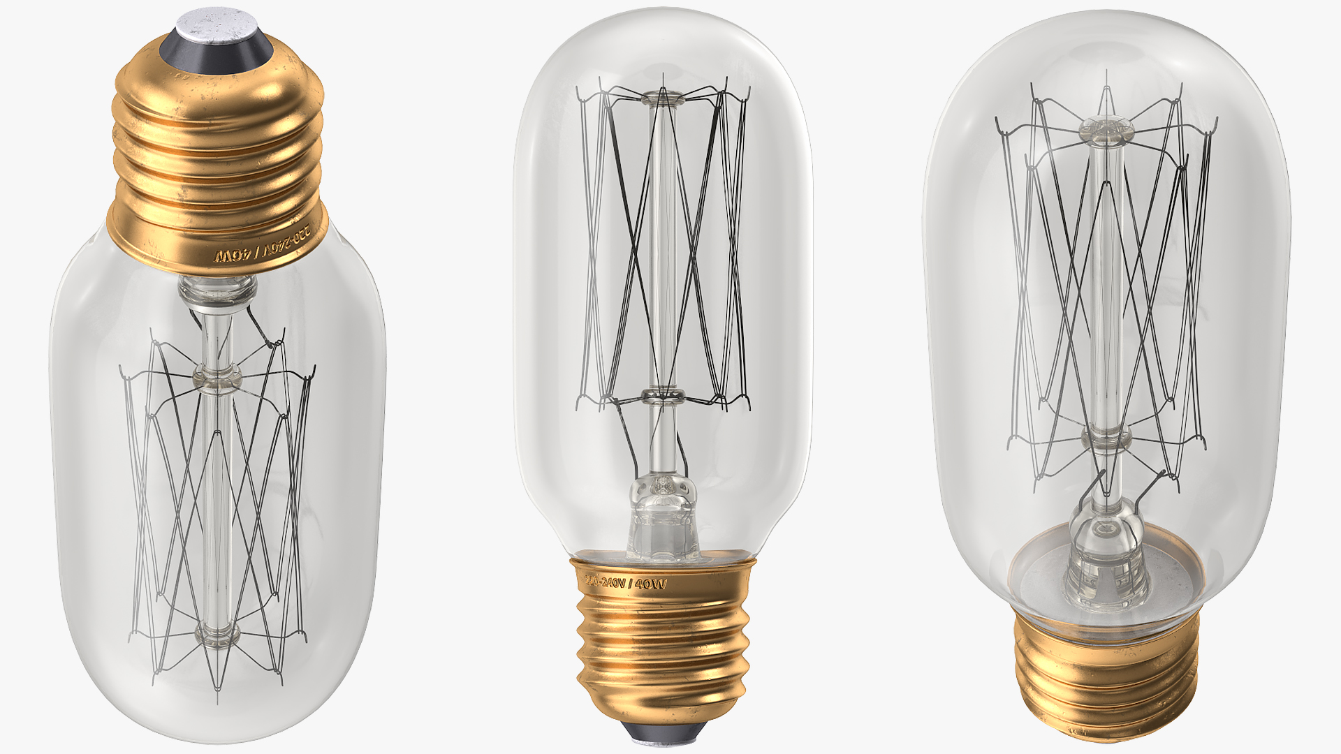 3D Vintage Edison Fat Tube Filament Bulb T45