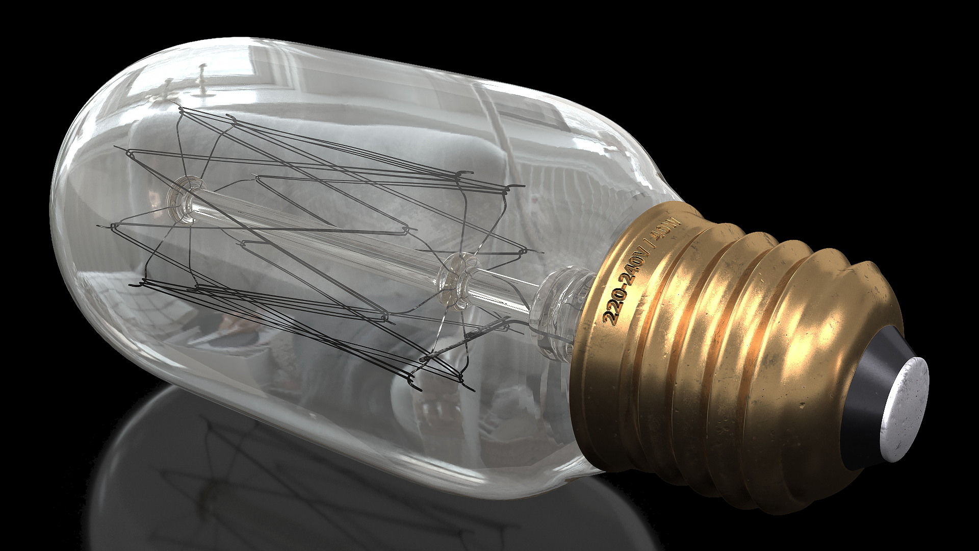 3D Vintage Edison Fat Tube Filament Bulb T45