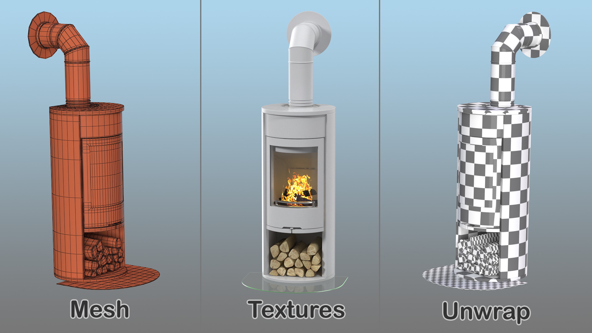Wood Burning Stove Wall Venting Generic 3D model