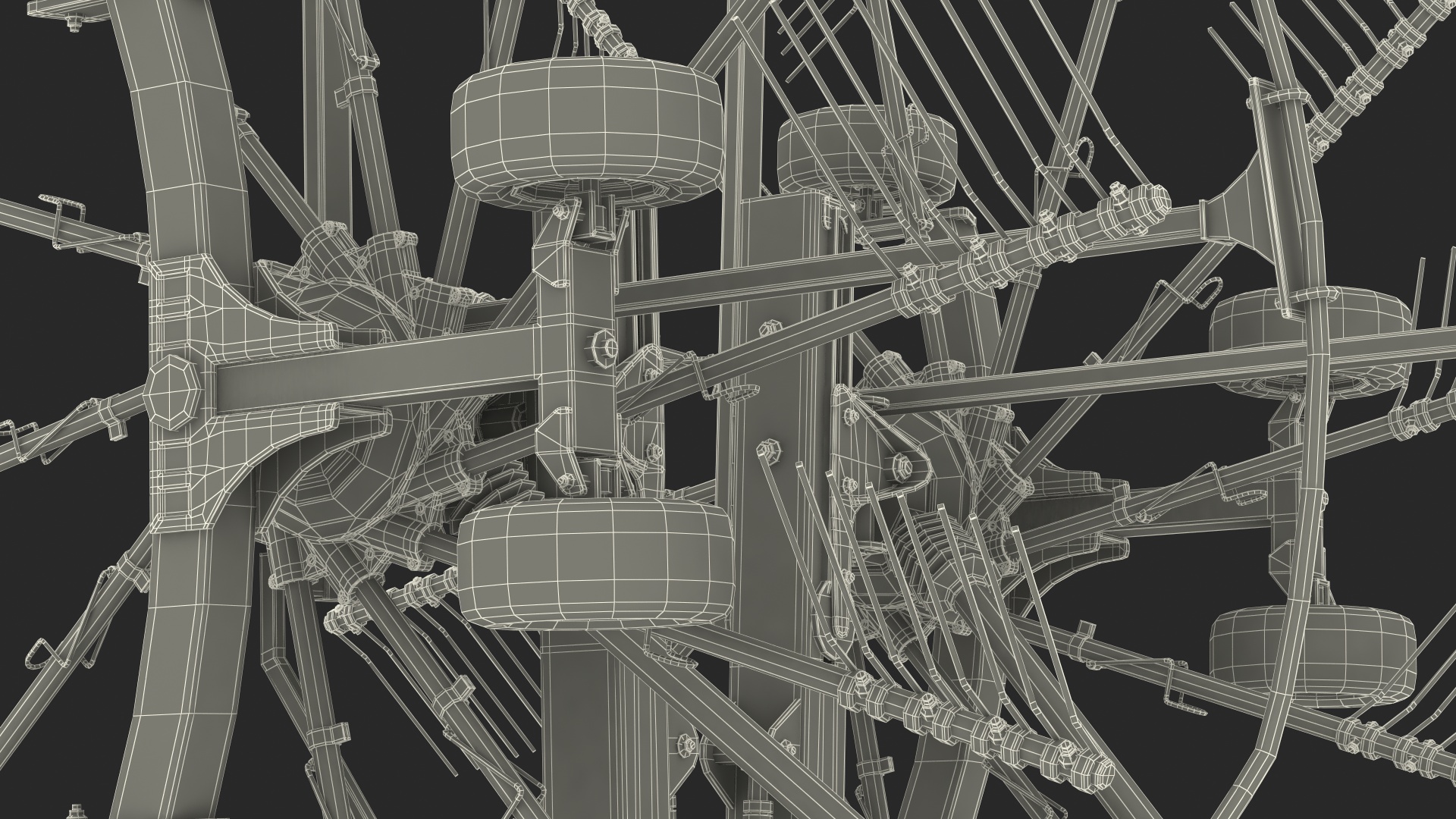 Tractor with Used Twin Rotary Rake Generic Parked 3D model