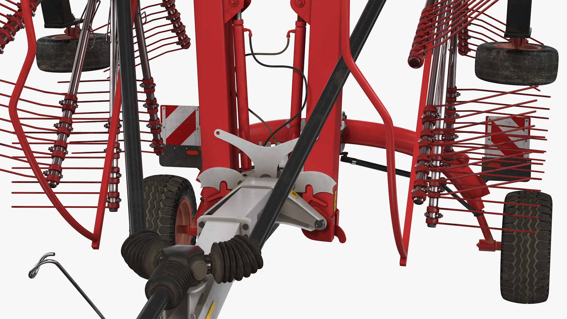 Tractor with Used Twin Rotary Rake Generic Parked 3D model