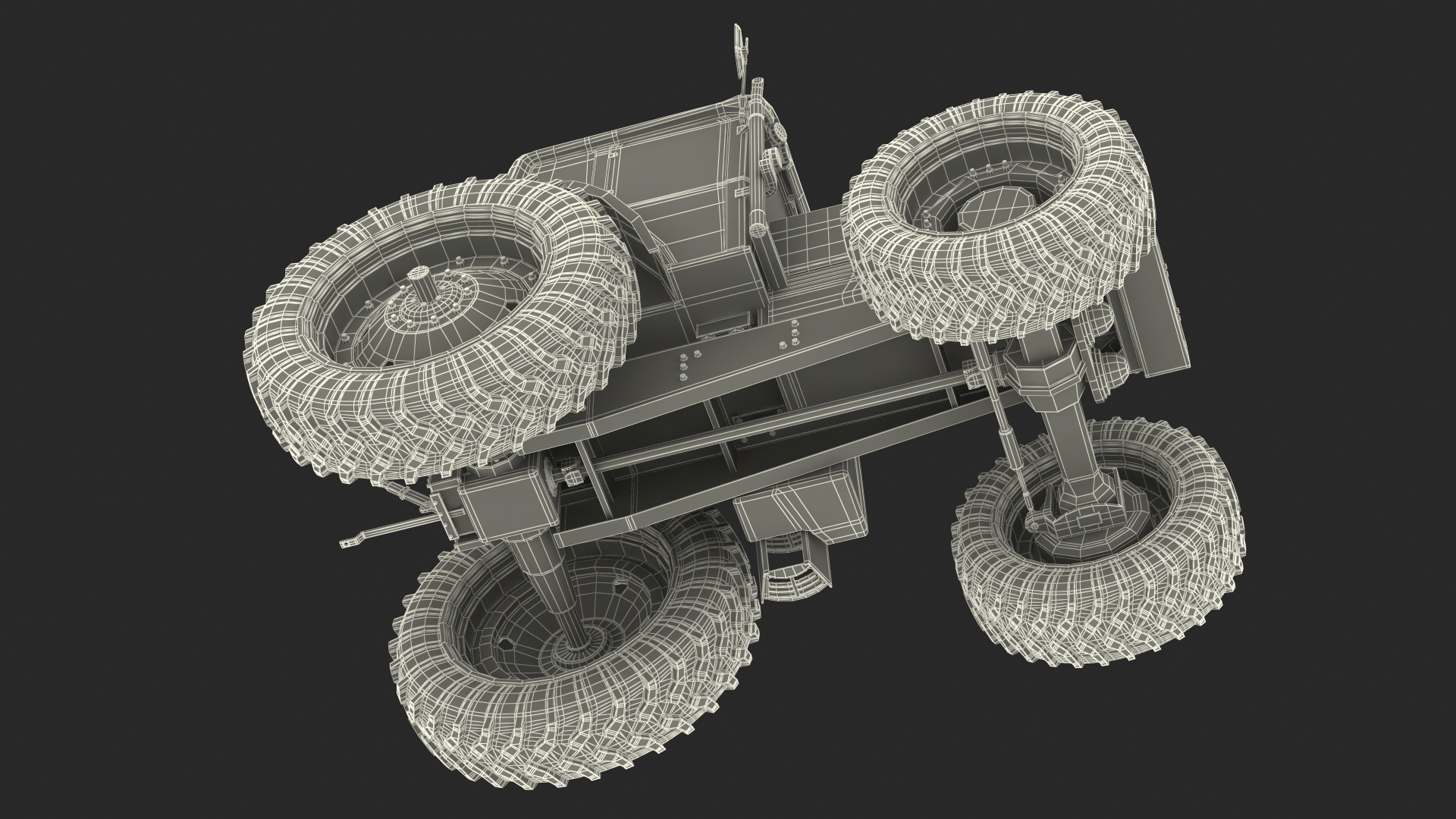 Tractor with Used Twin Rotary Rake Generic Parked 3D model