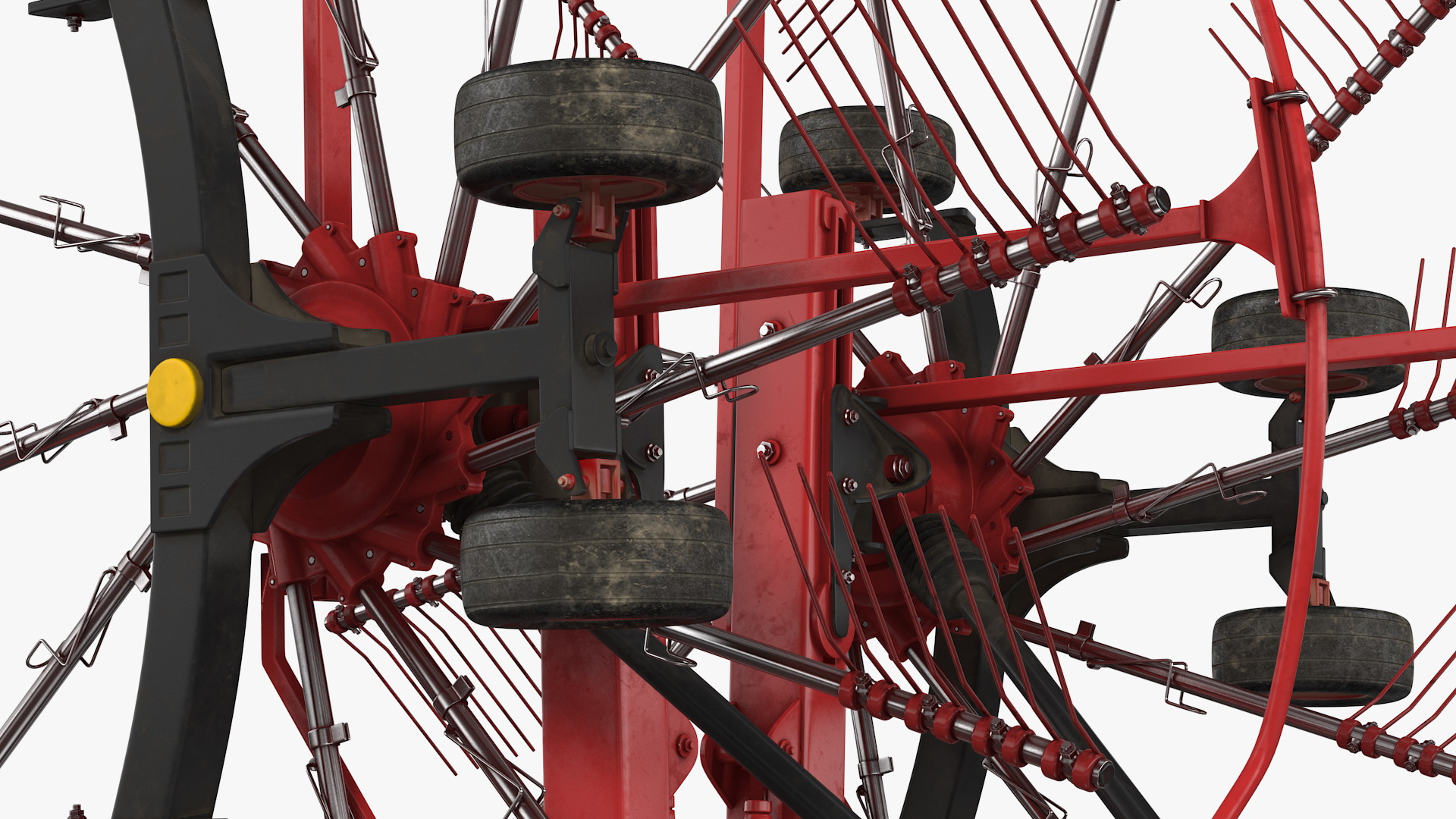 Tractor with Used Twin Rotary Rake Generic Parked 3D model