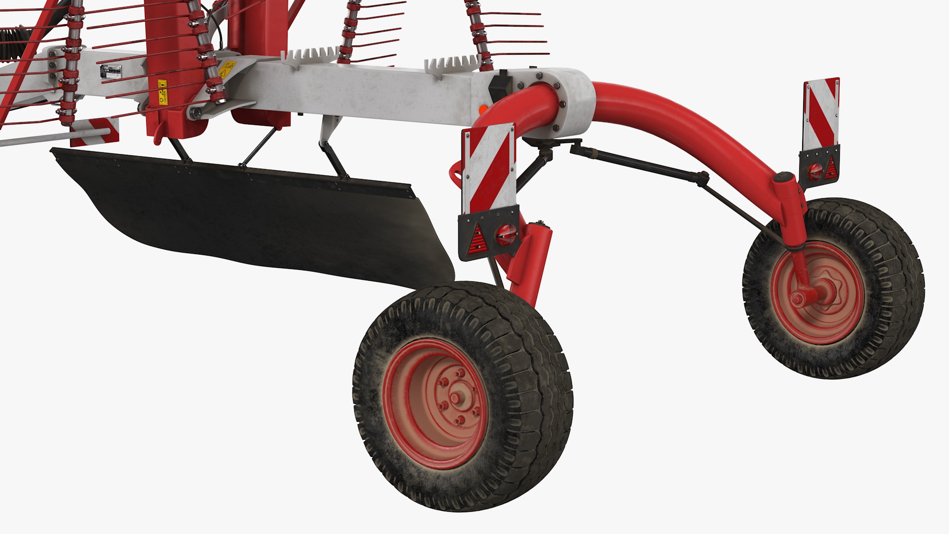 Tractor with Used Twin Rotary Rake Generic Parked 3D model
