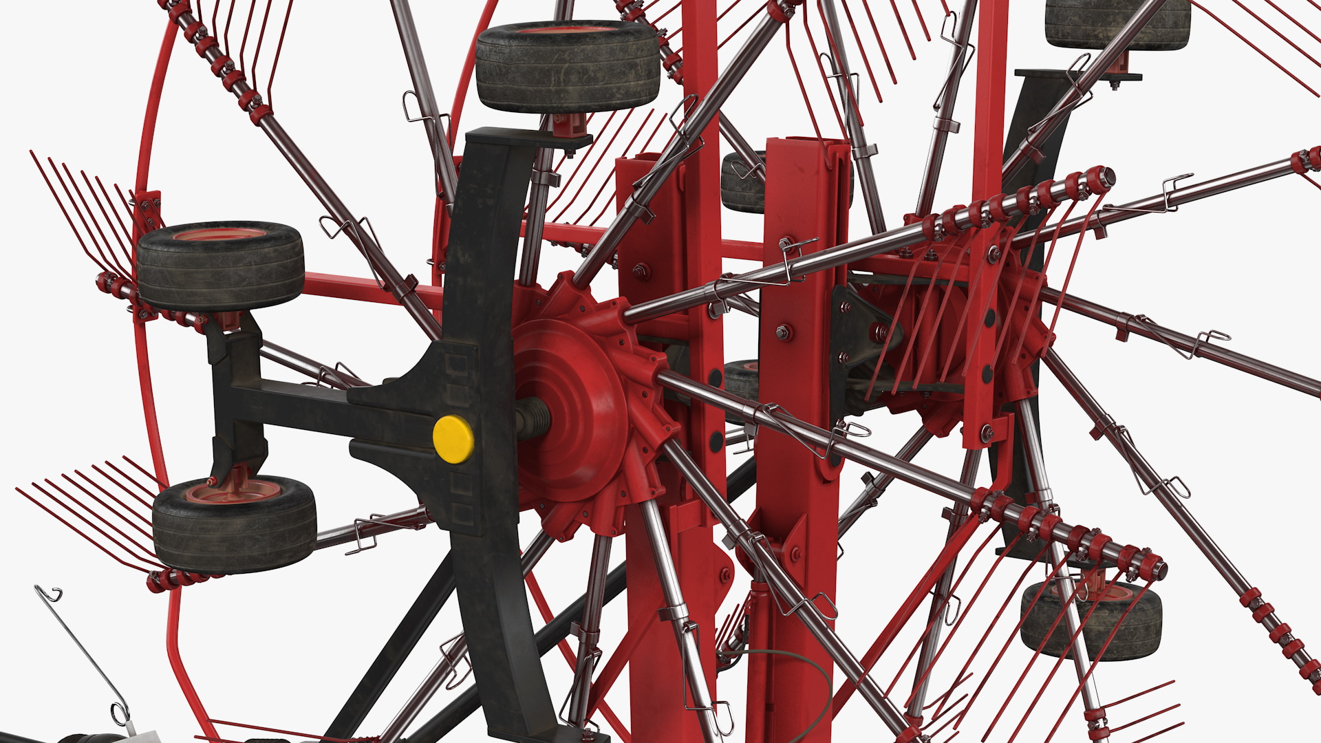 Tractor with Used Twin Rotary Rake Generic Parked 3D model