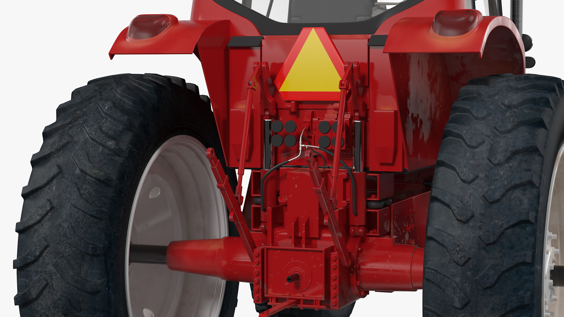 Tractor with Used Twin Rotary Rake Generic Parked 3D model