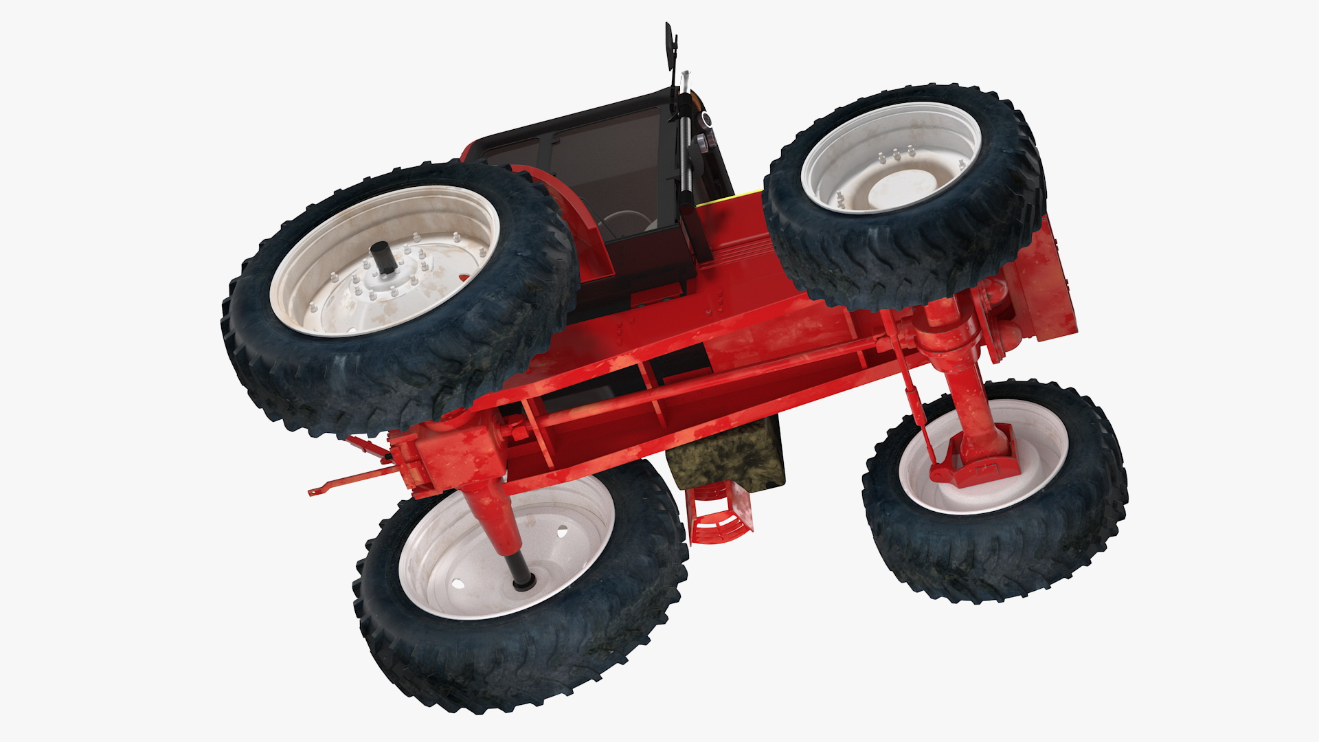 Tractor with Used Twin Rotary Rake Generic Parked 3D model