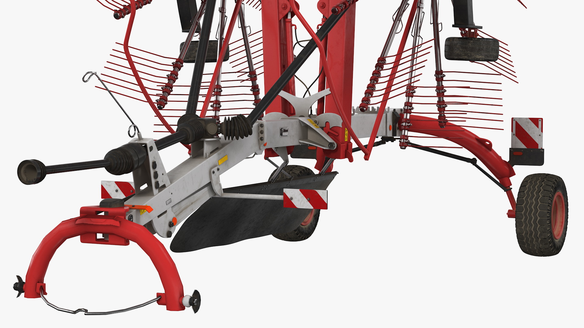 Tractor with Used Twin Rotary Rake Generic Parked 3D model
