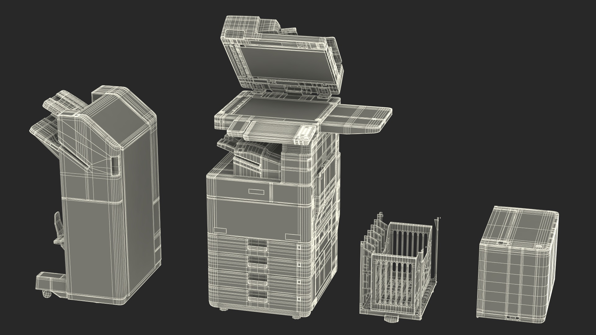 3D Laser MFP Black Scanner and Trays Open model