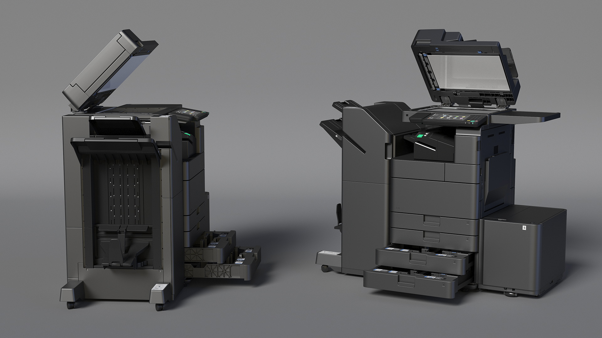 3D Laser MFP Black Scanner and Trays Open model