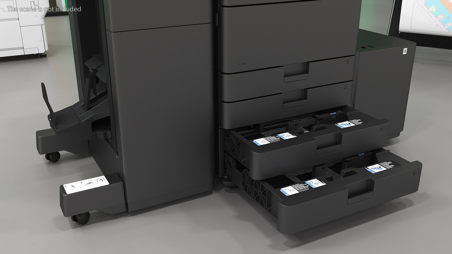 3D Laser MFP Black Scanner and Trays Open model