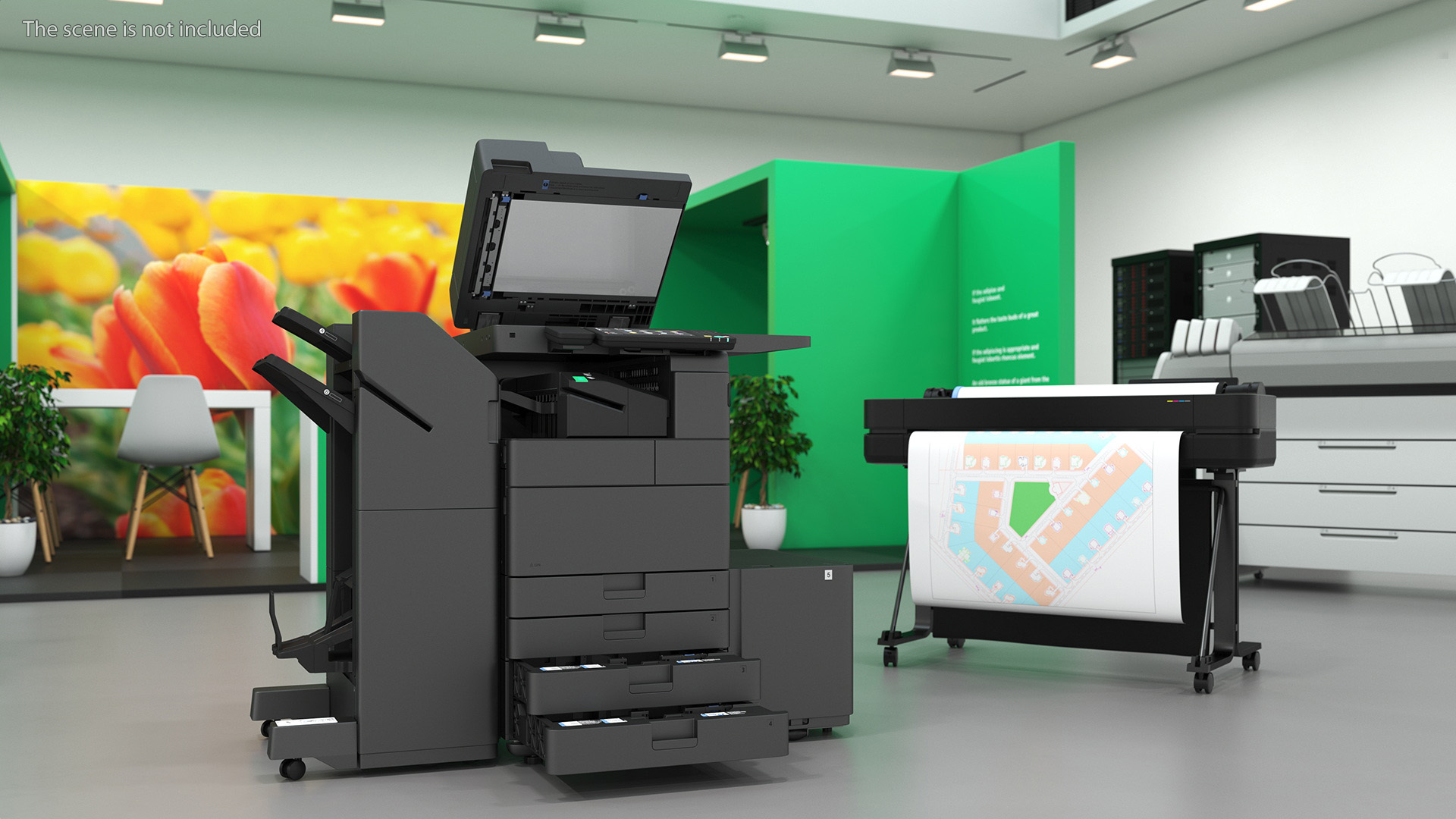 3D Laser MFP Black Scanner and Trays Open model