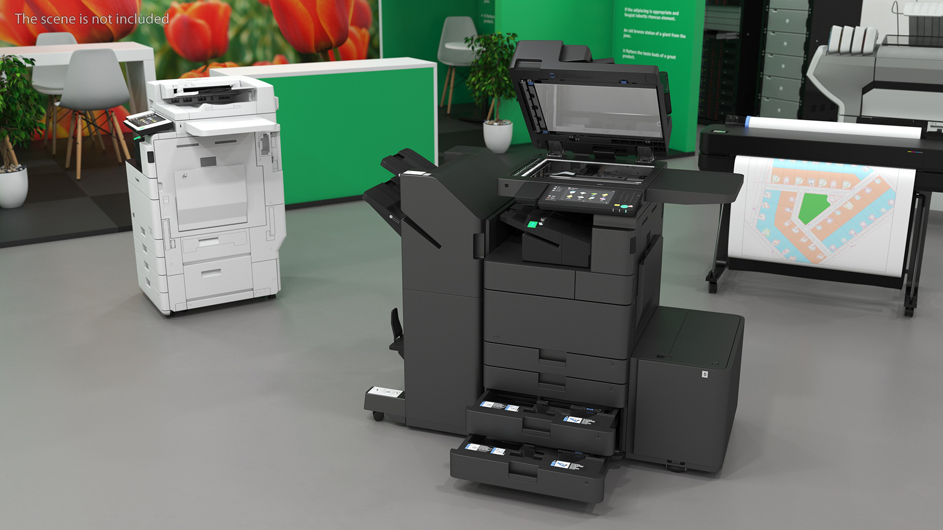 3D Laser MFP Black Scanner and Trays Open model