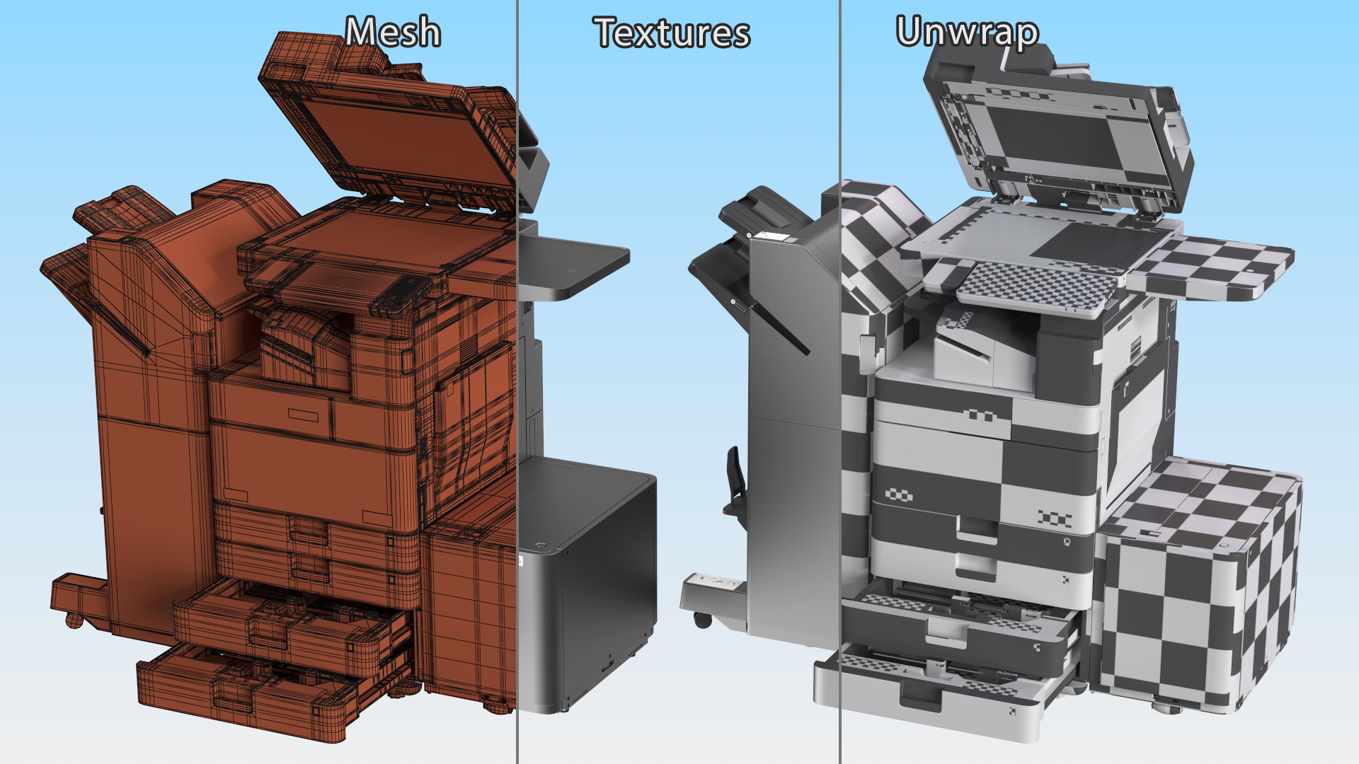 3D Laser MFP Black Scanner and Trays Open model