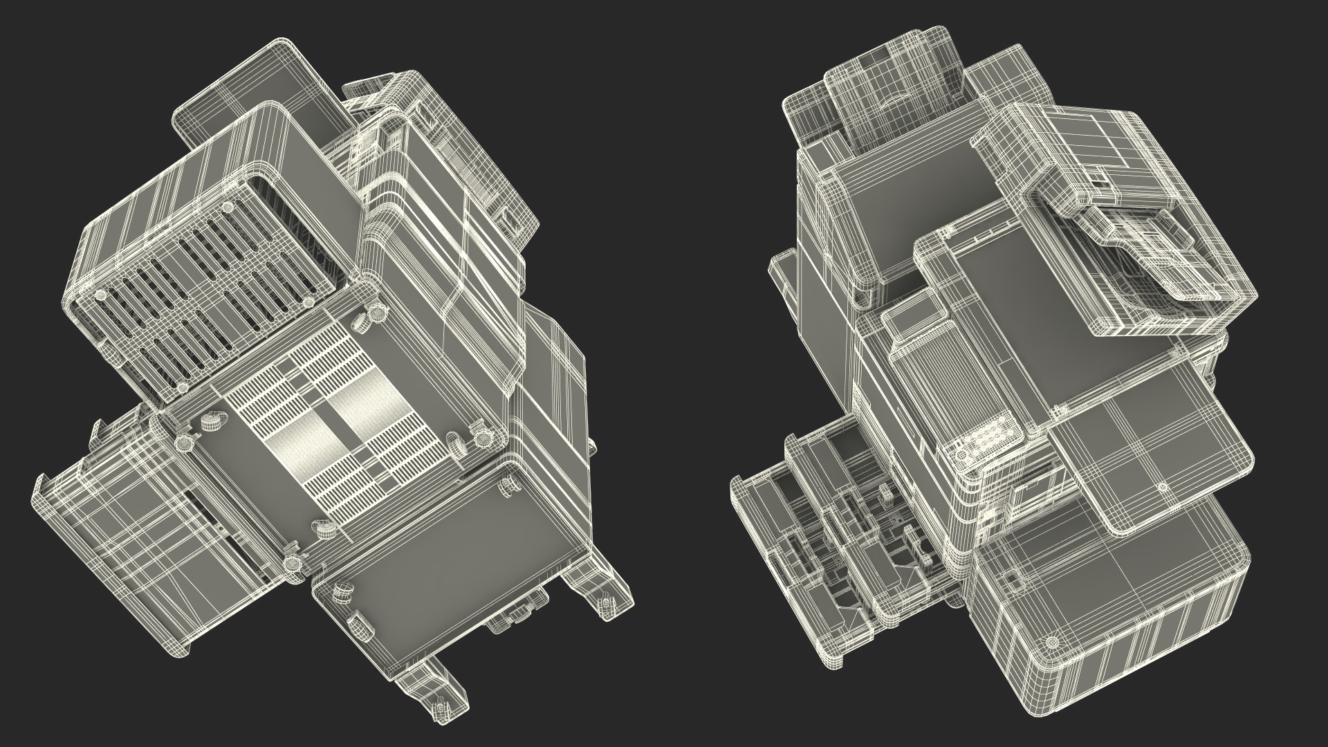 3D Laser MFP Black Scanner and Trays Open model