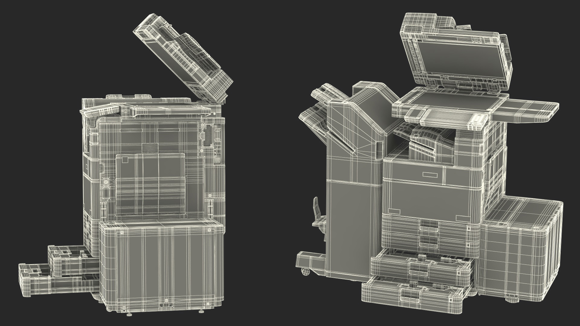 3D Laser MFP Black Scanner and Trays Open model
