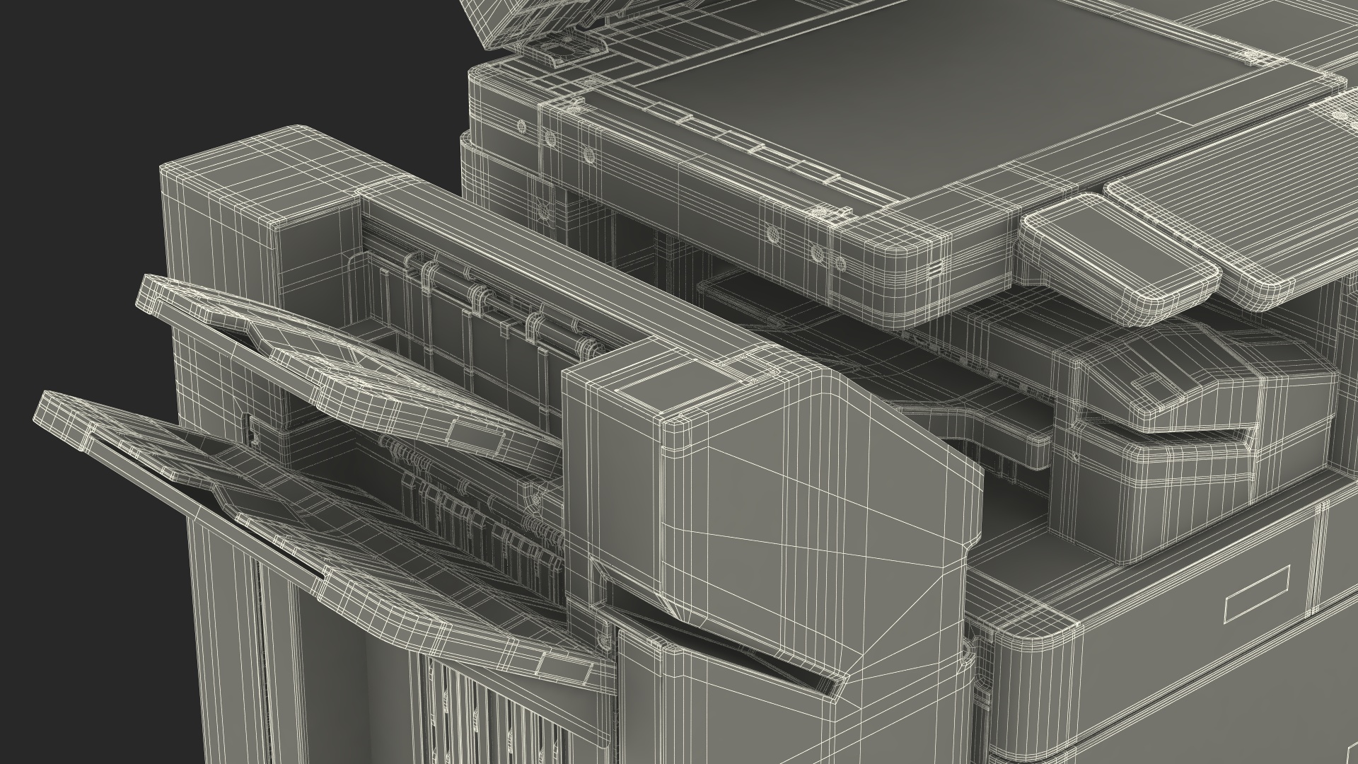 3D Laser MFP Black Scanner and Trays Open model