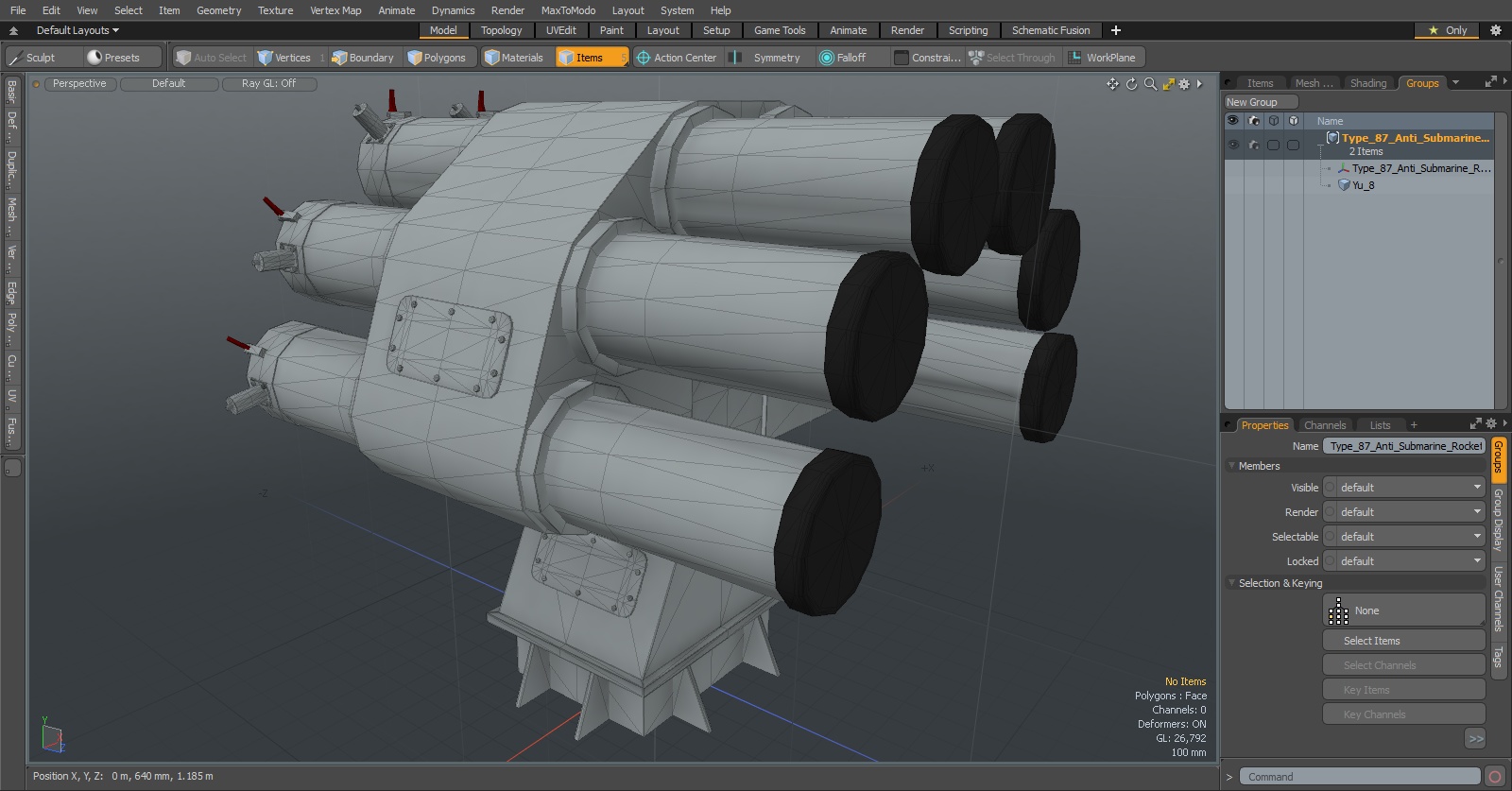 Type 87 Anti Submarine Rocket 3D model