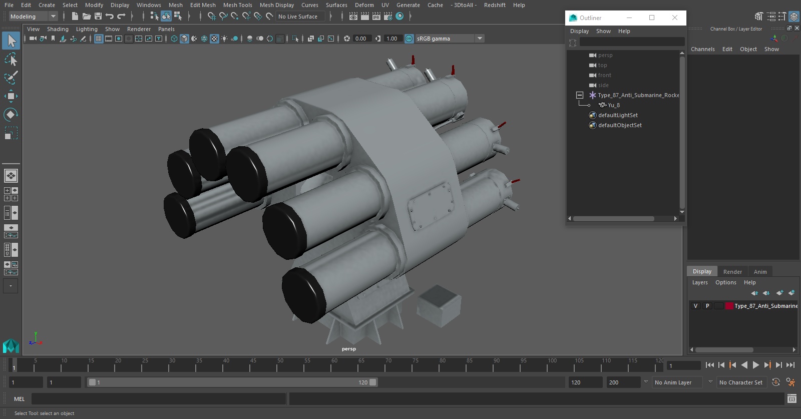 Type 87 Anti Submarine Rocket 3D model