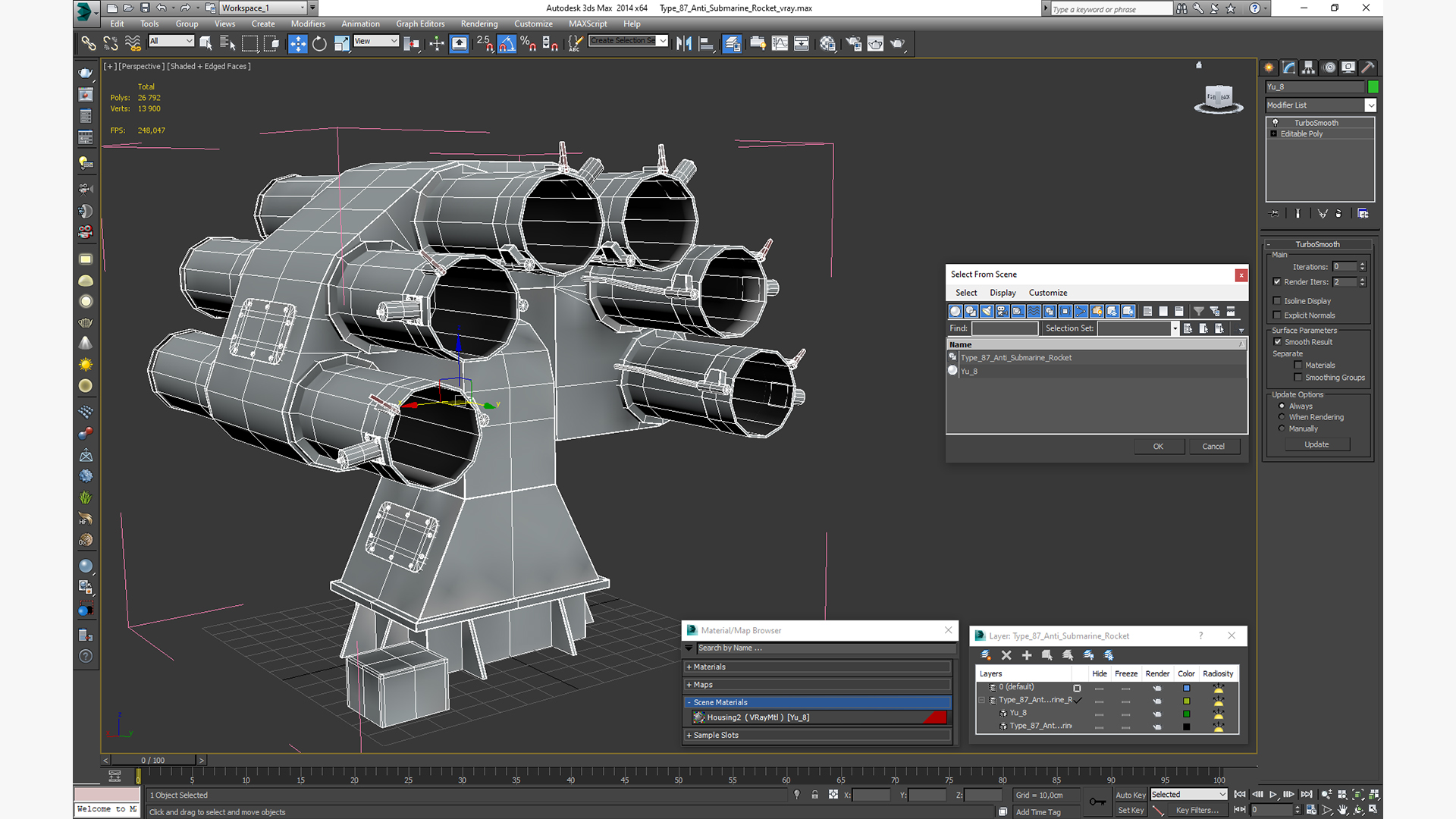Type 87 Anti Submarine Rocket 3D model