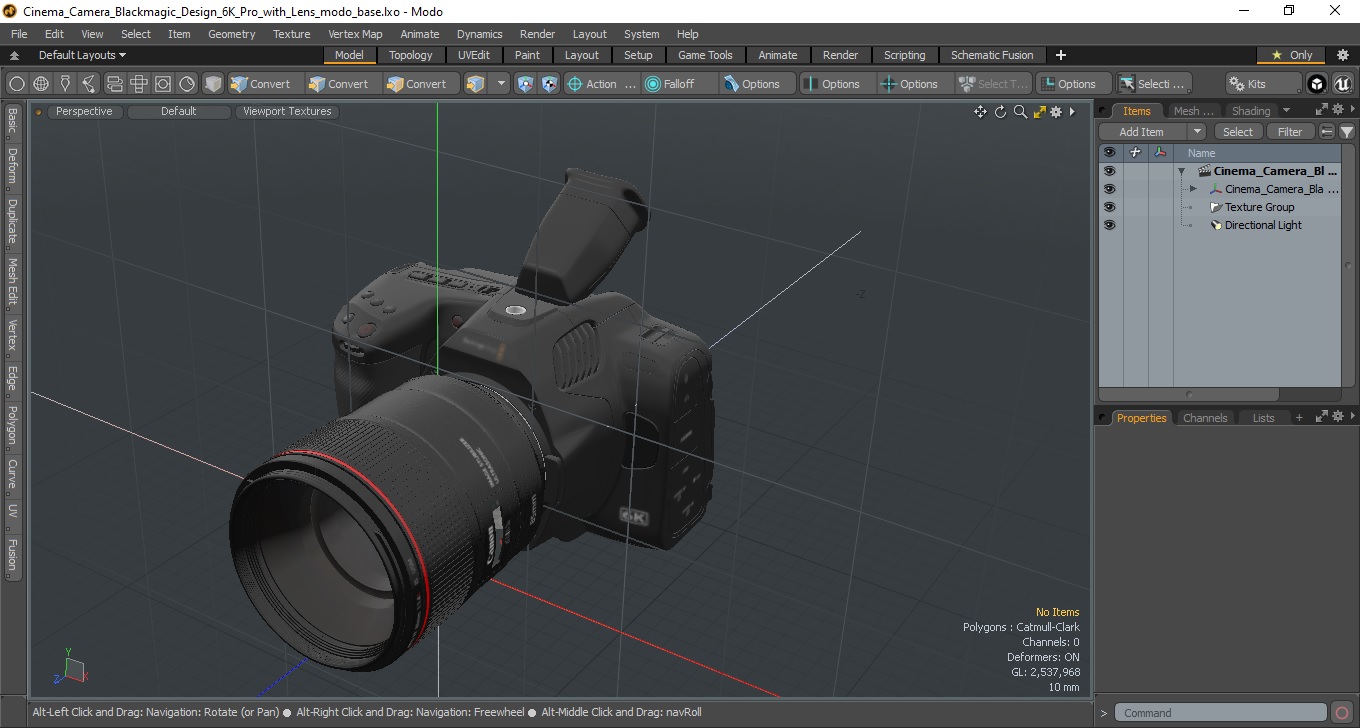 3D Cinema Camera Blackmagic Design 6K Pro with Lens model