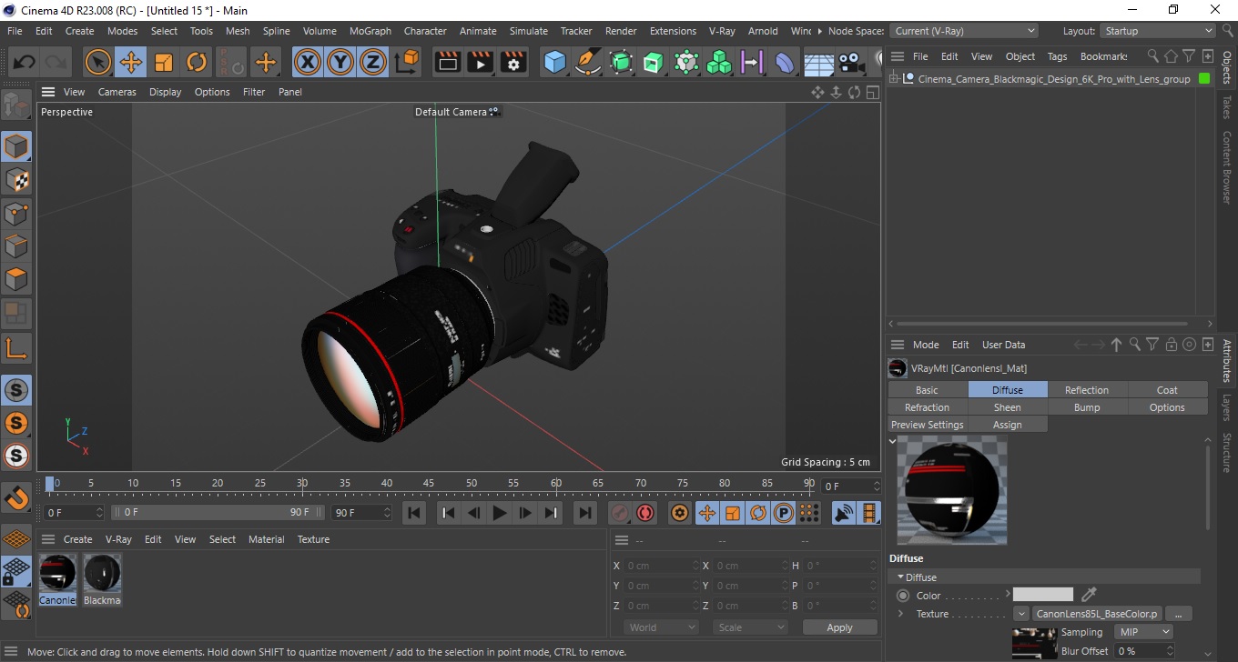 3D Cinema Camera Blackmagic Design 6K Pro with Lens model