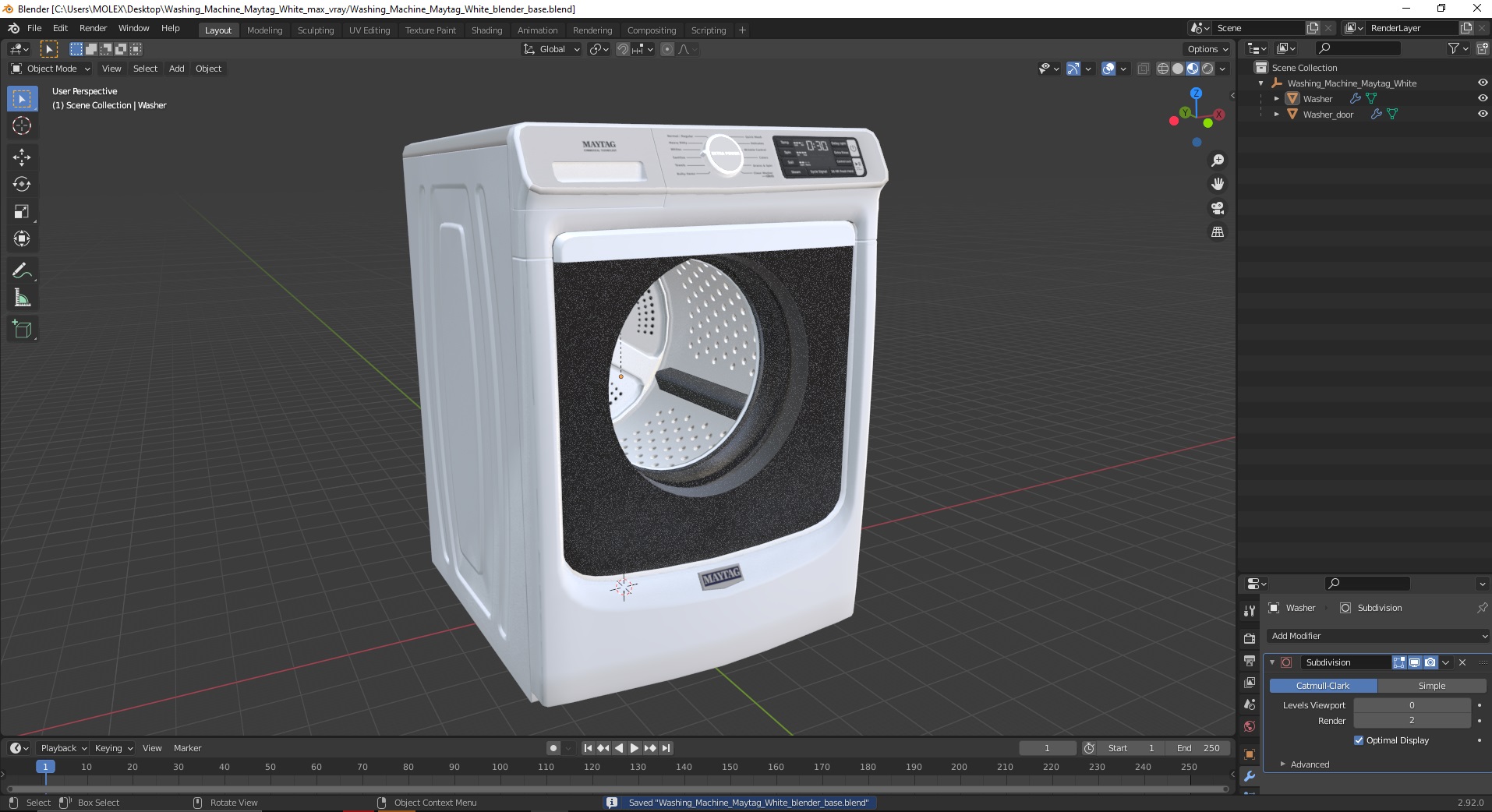 3D Washing Machine Maytag White model