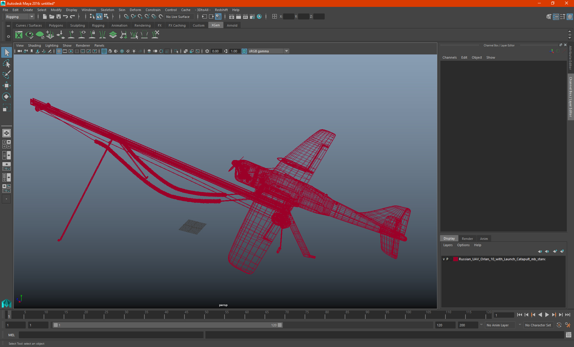 3D Russian UAV Orlan 10 with Launch Catapult