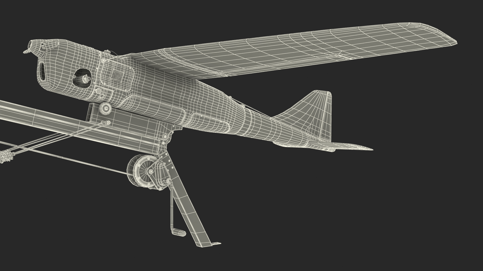 3D Russian UAV Orlan 10 with Launch Catapult