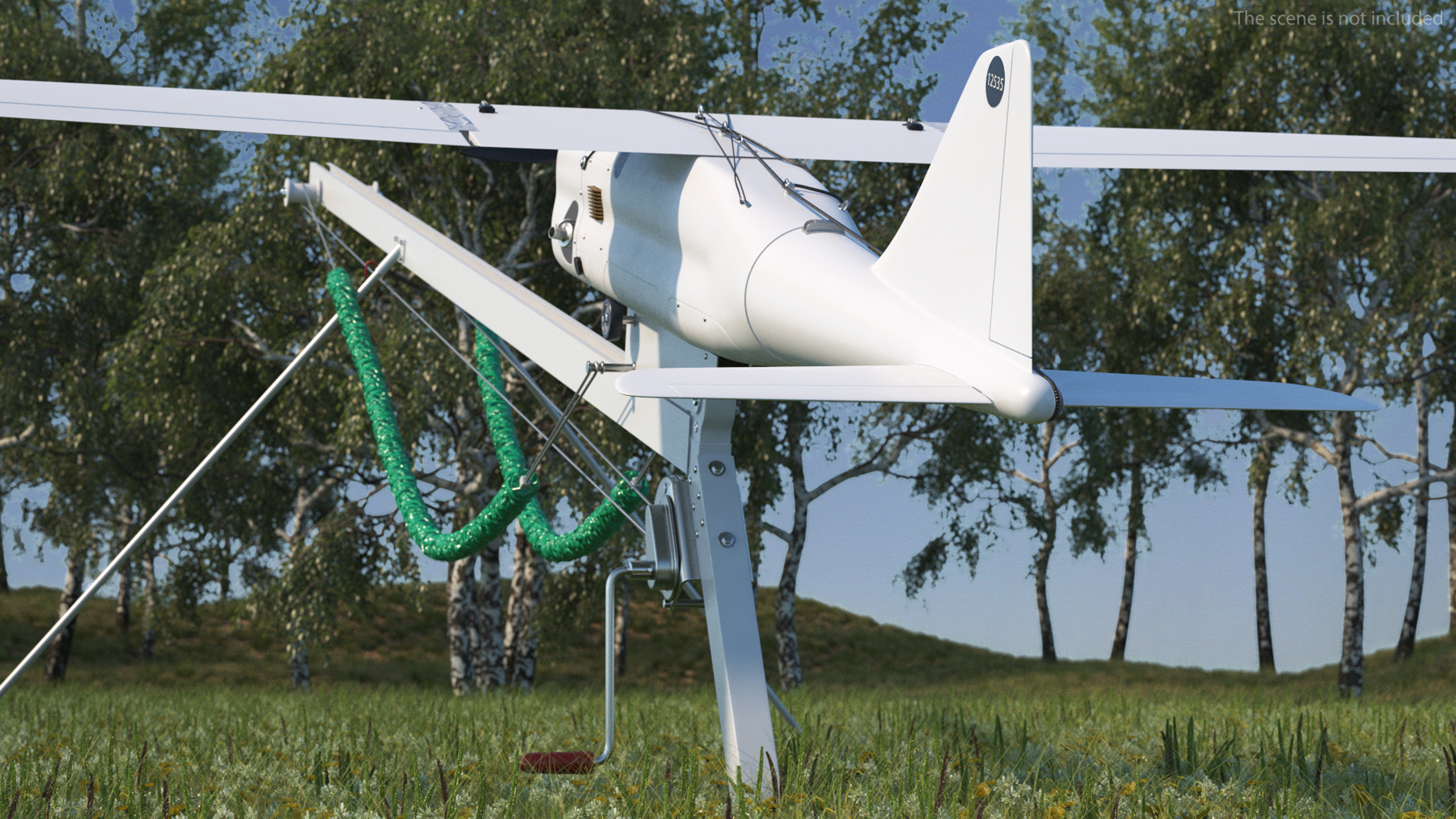 3D Russian UAV Orlan 10 with Launch Catapult